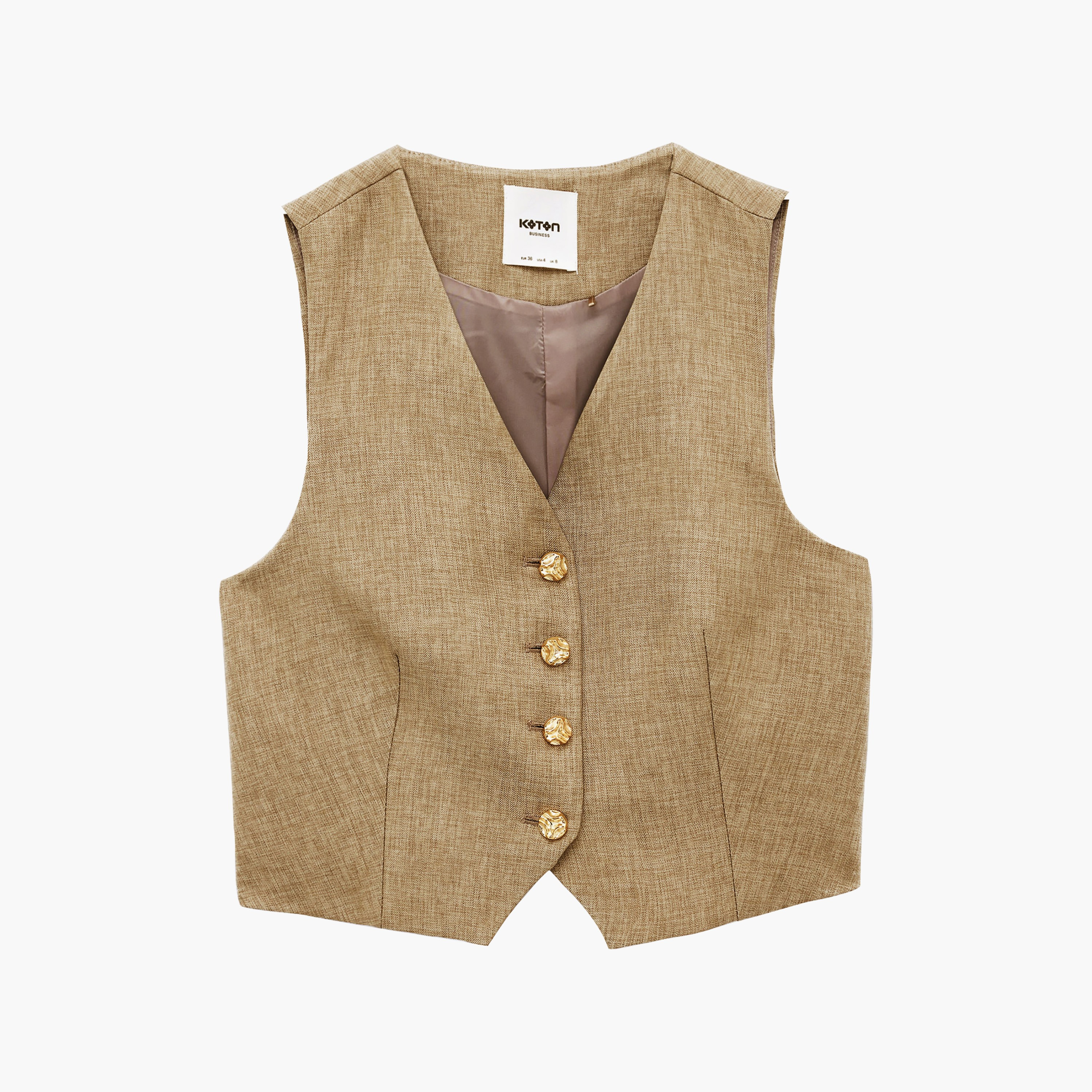 جيليه (صديرية) نسائي بلون بيج من كوتون-women-winterwear-coatsandjackets-waistcoats-image-4