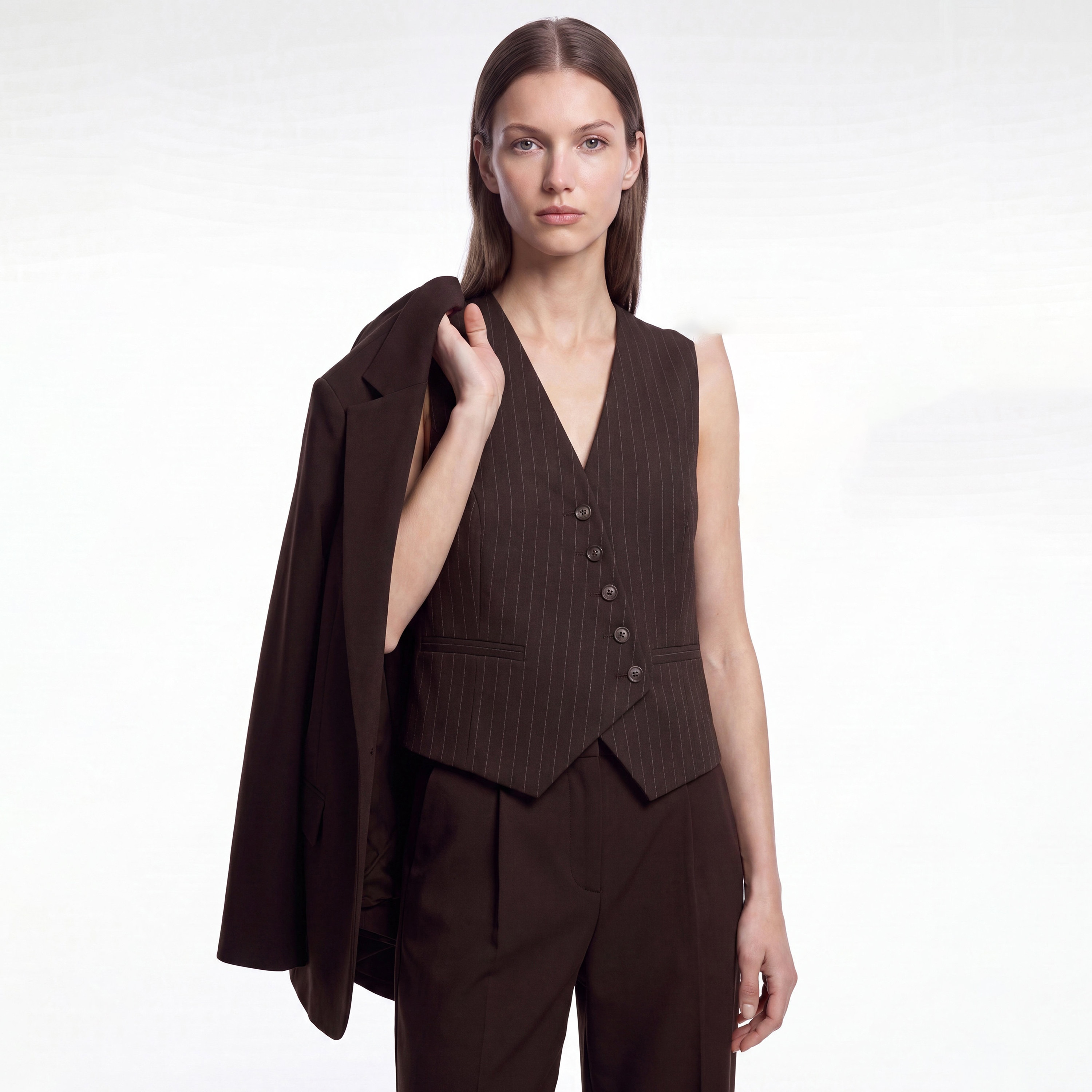 صديري (فيست) حريمي مخطط من كوتون-women-winterwear-coatsandjackets-waistcoats-image-2