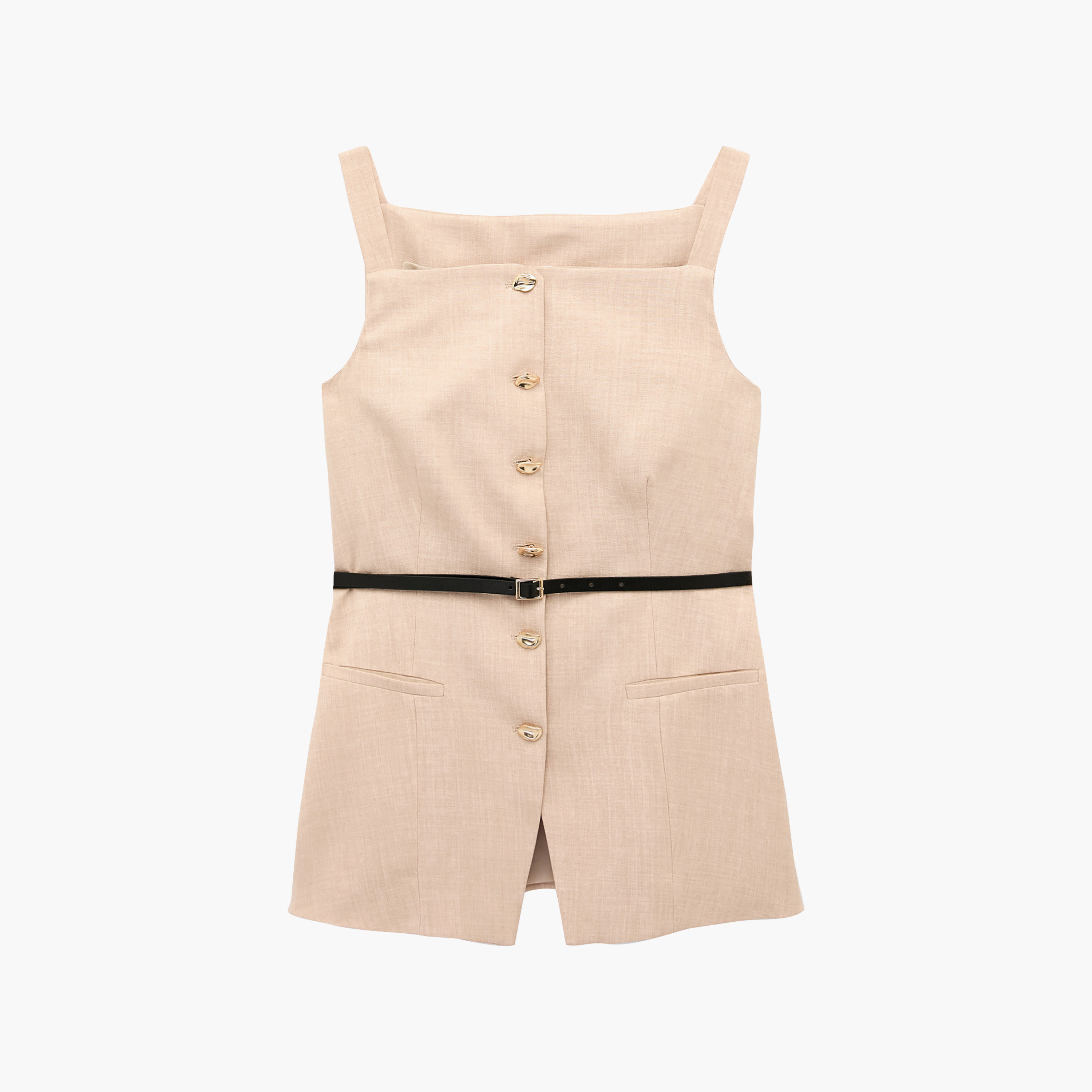 صديري (فيست) حريمي بفتحة رقبة مربعة باللون البيج من كوتون-women-winterwear-coatsandjackets-waistcoats-image-3