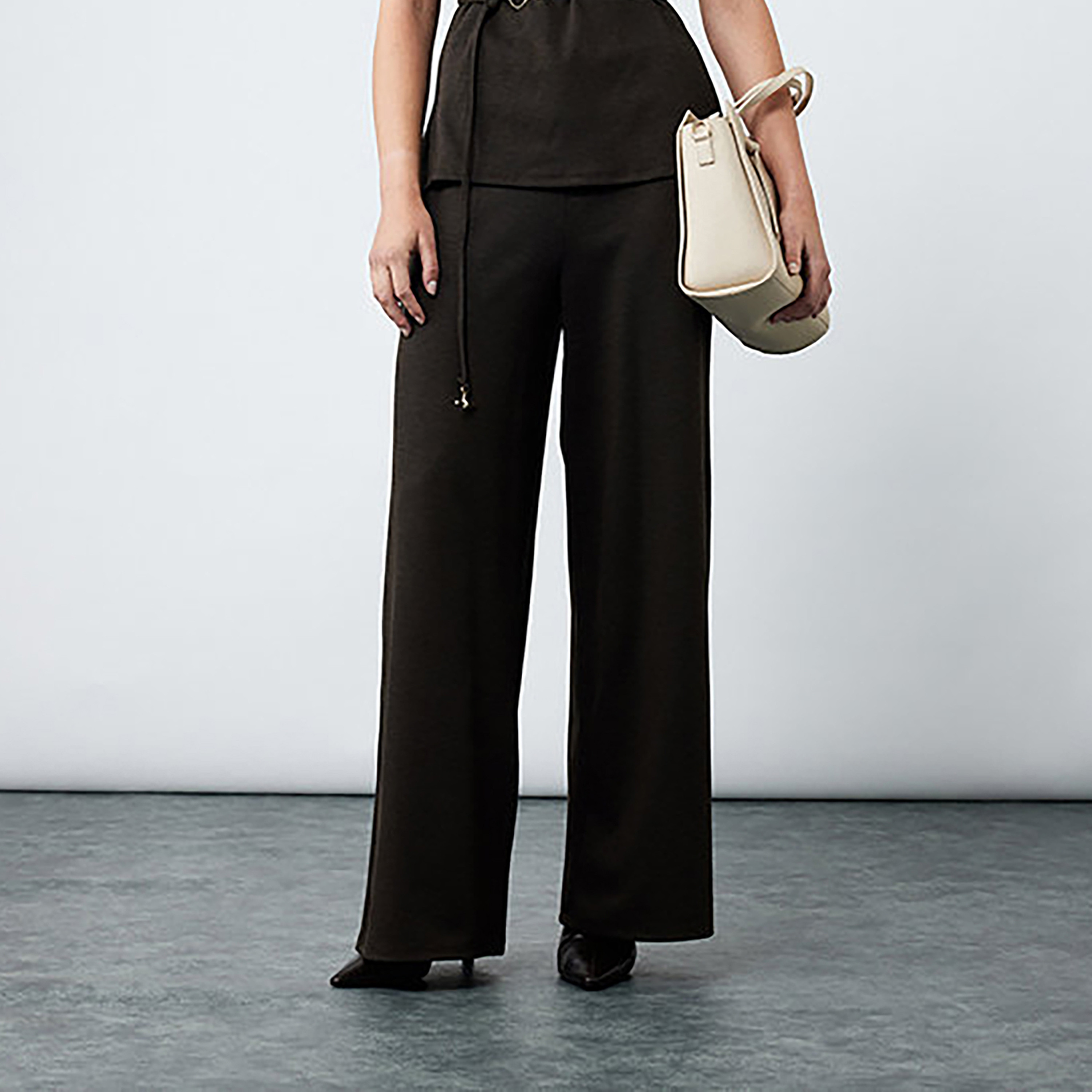 KOTON Dark Brown Wide Leg Women's Trousers-women-clothing-trousers-image-1