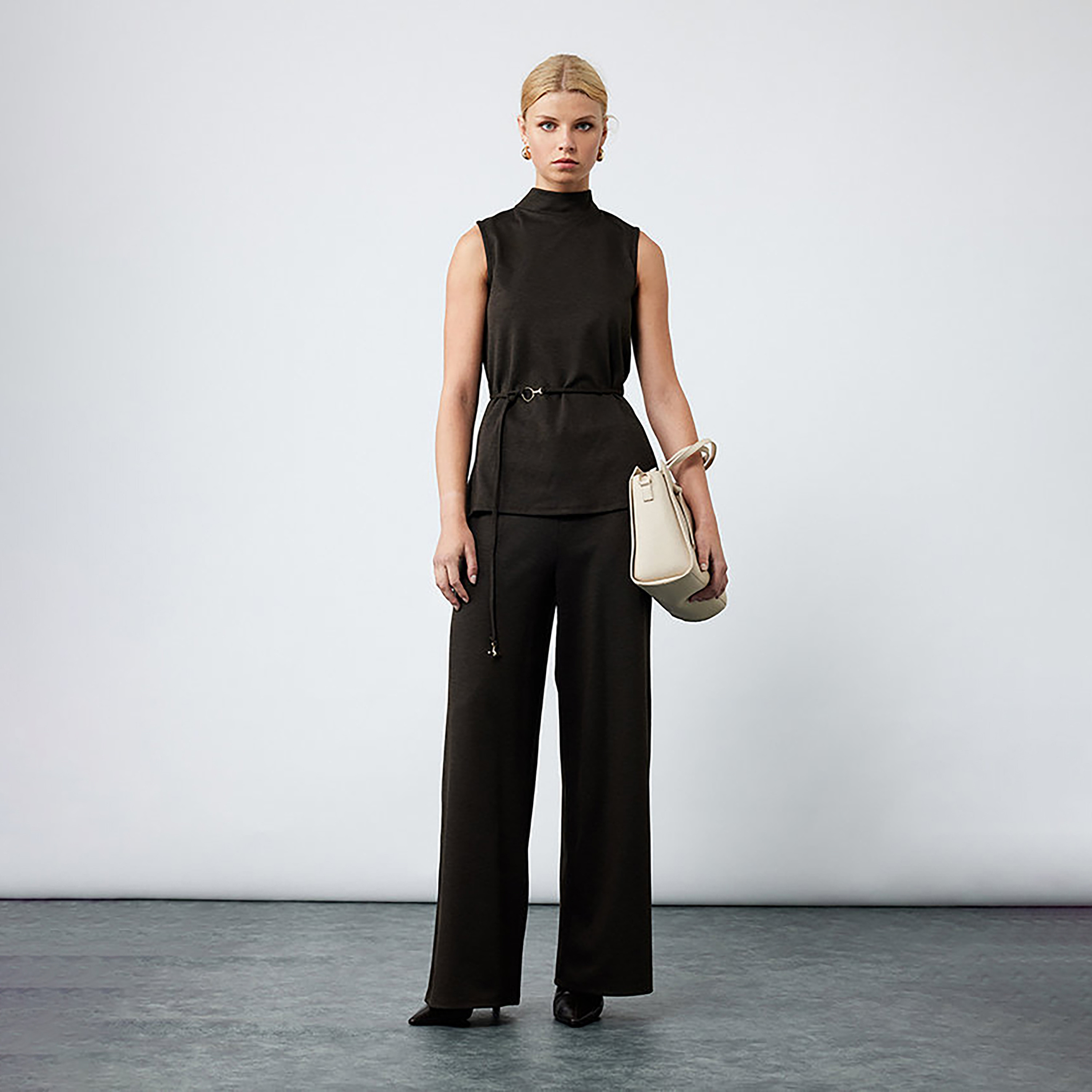 KOTON Dark Brown Wide Leg Women's Trousers-women-clothing-trousers-image-2