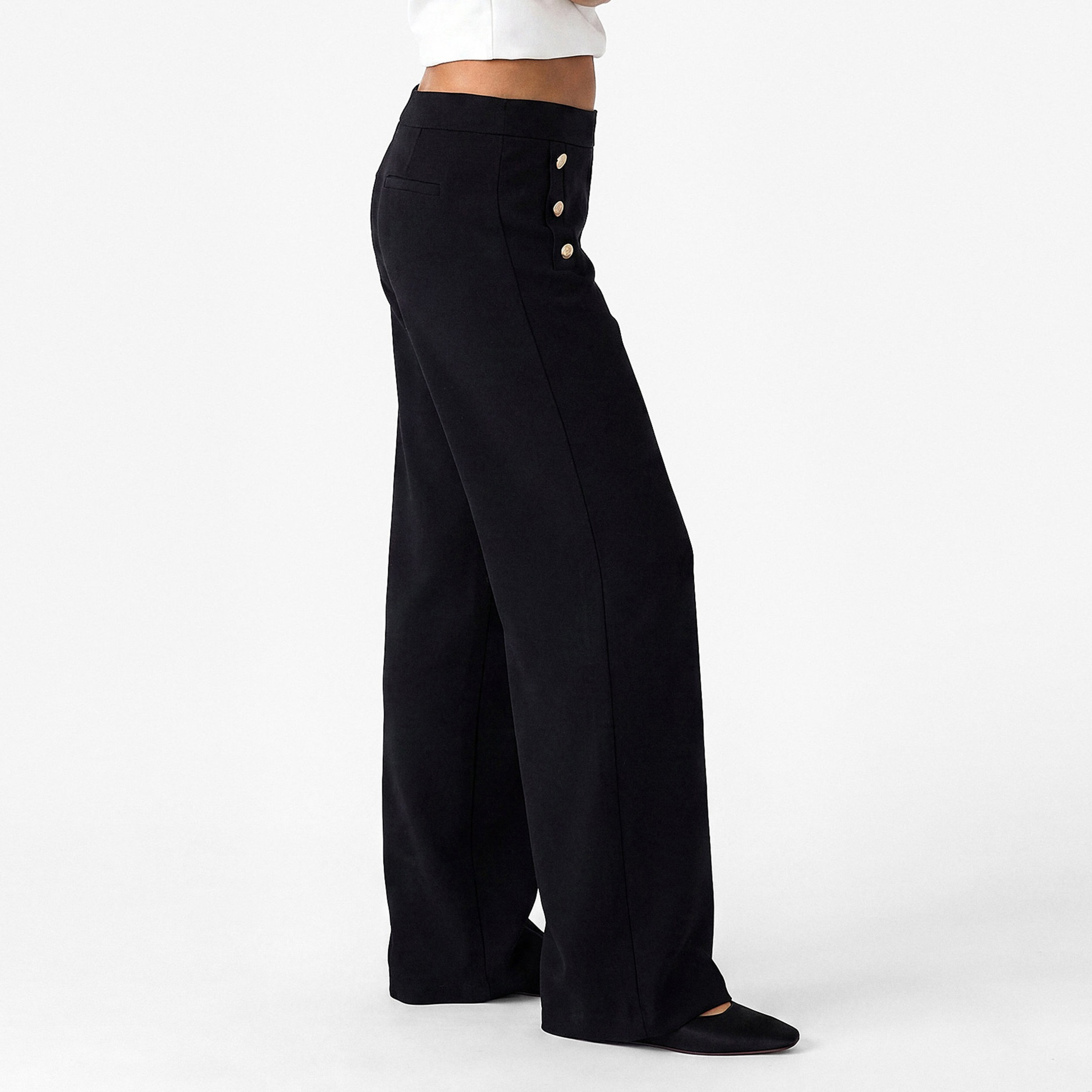 KOTON Navy Blue Wide Leg Women's Trousers-women-clothing-trousers-image-3