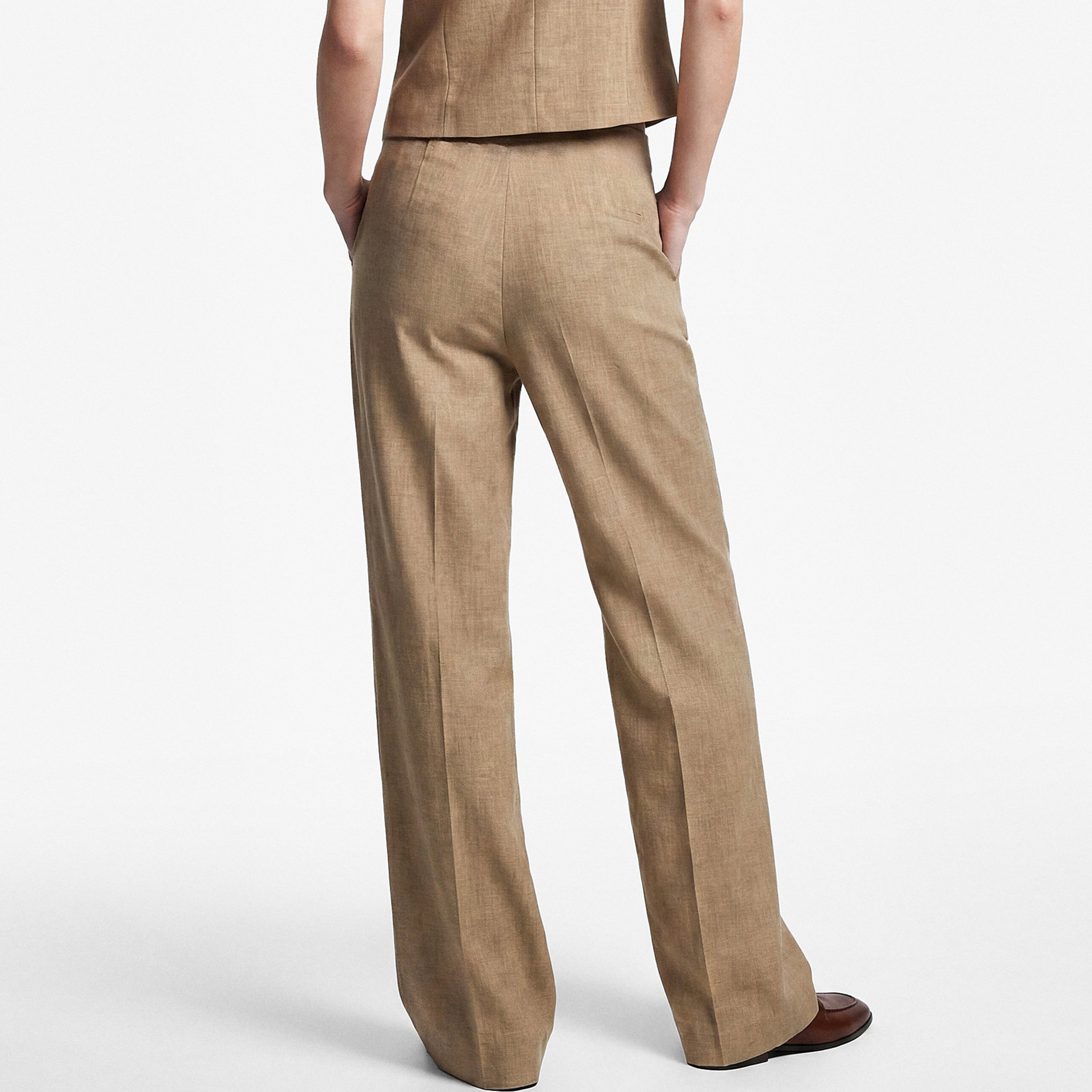 KOTON Beige Wide Leg Women's Trousers-women-clothing-trousers-image-4