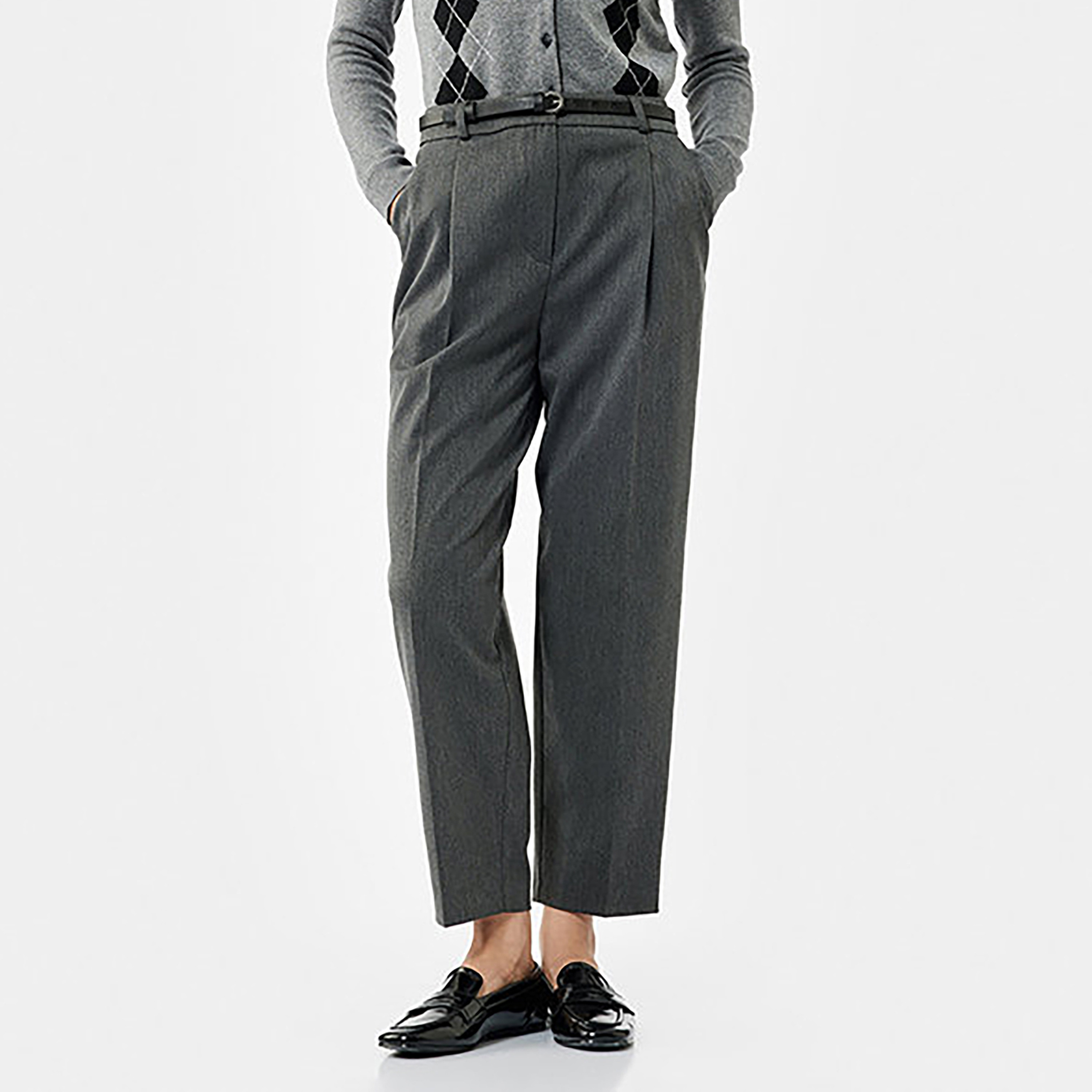 بنطال حريمي بقصة ضيقة تتضيق للأسفل (تاپرد) باللون الرمادي من كوتون-women-clothing-trousers-image-1