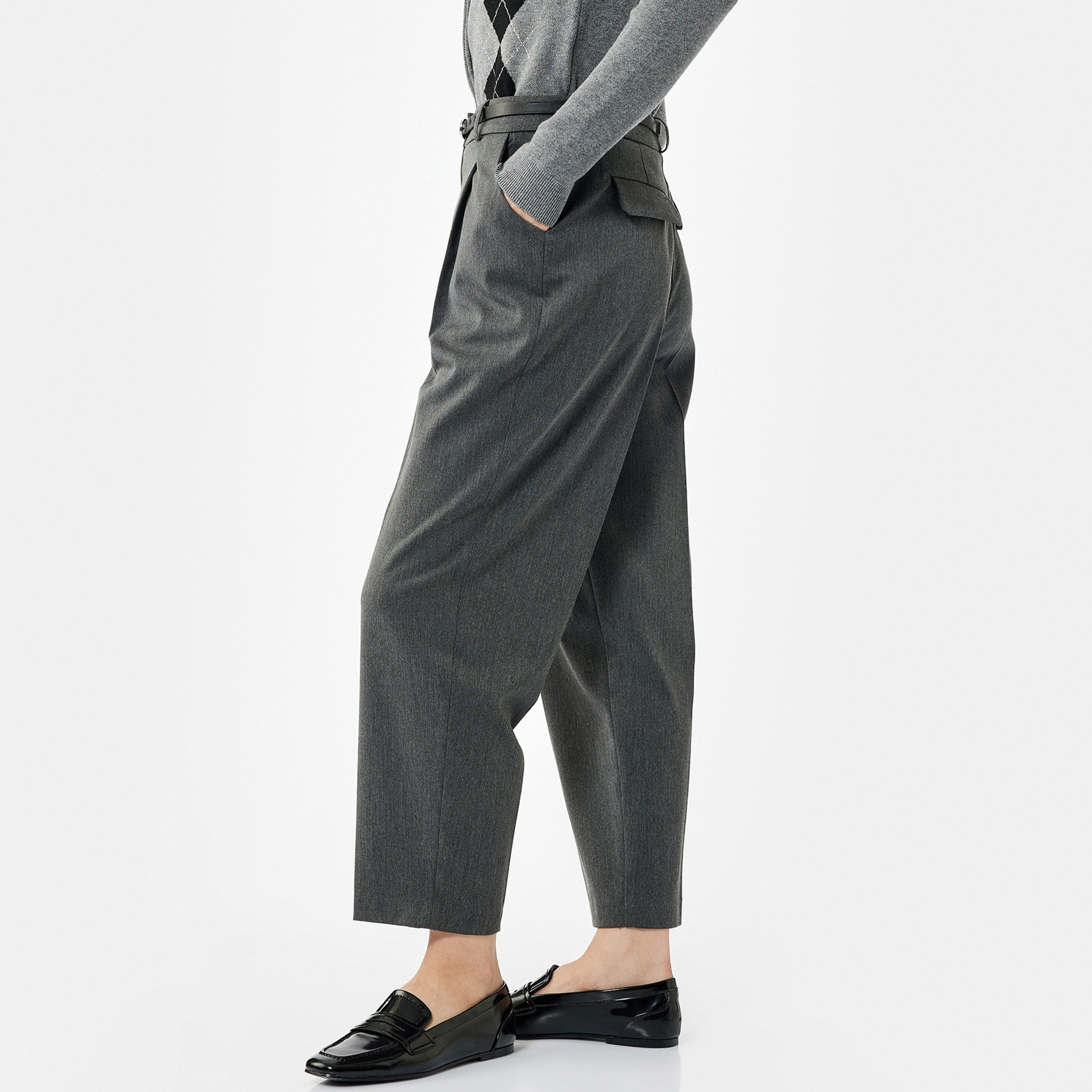 KOTON Grey Tapered Women's Trousers-women-clothing-trousers-image-3