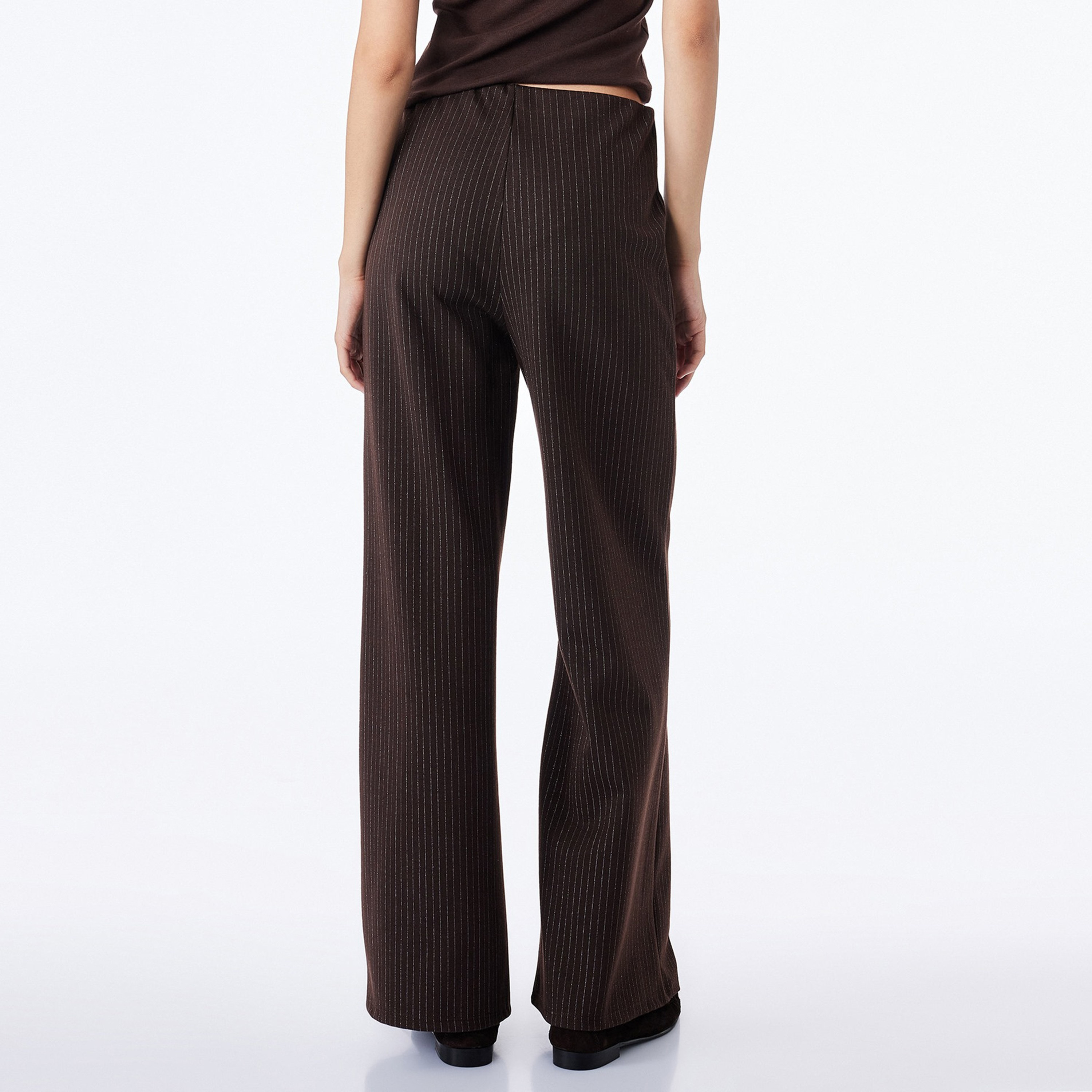 KOTON Dark Brown Striped Bootcut Women's Trousers-women-clothing-trousers-image-3