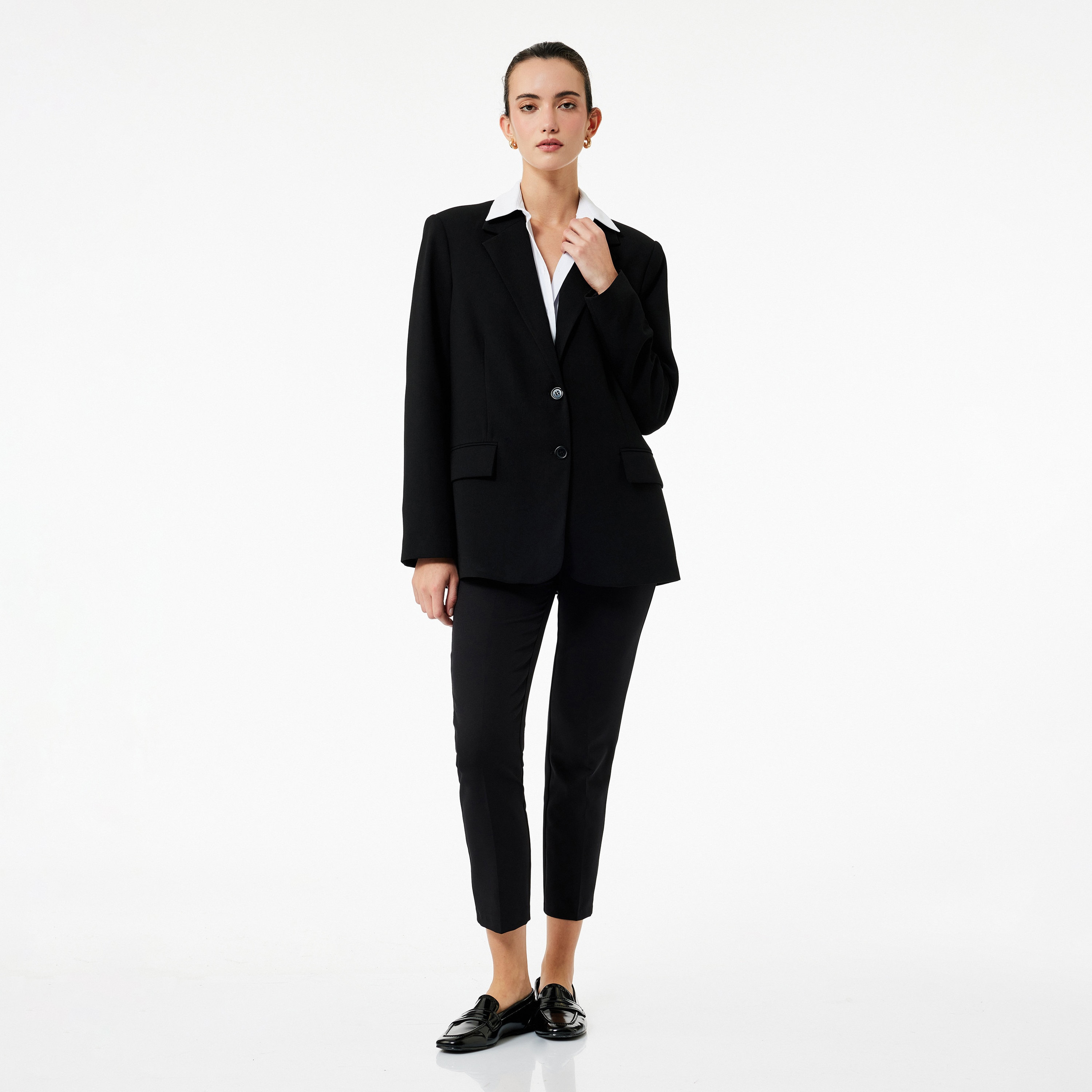 KOTON Black Tapered Women's Trousers-women-clothing-trousers-image-2