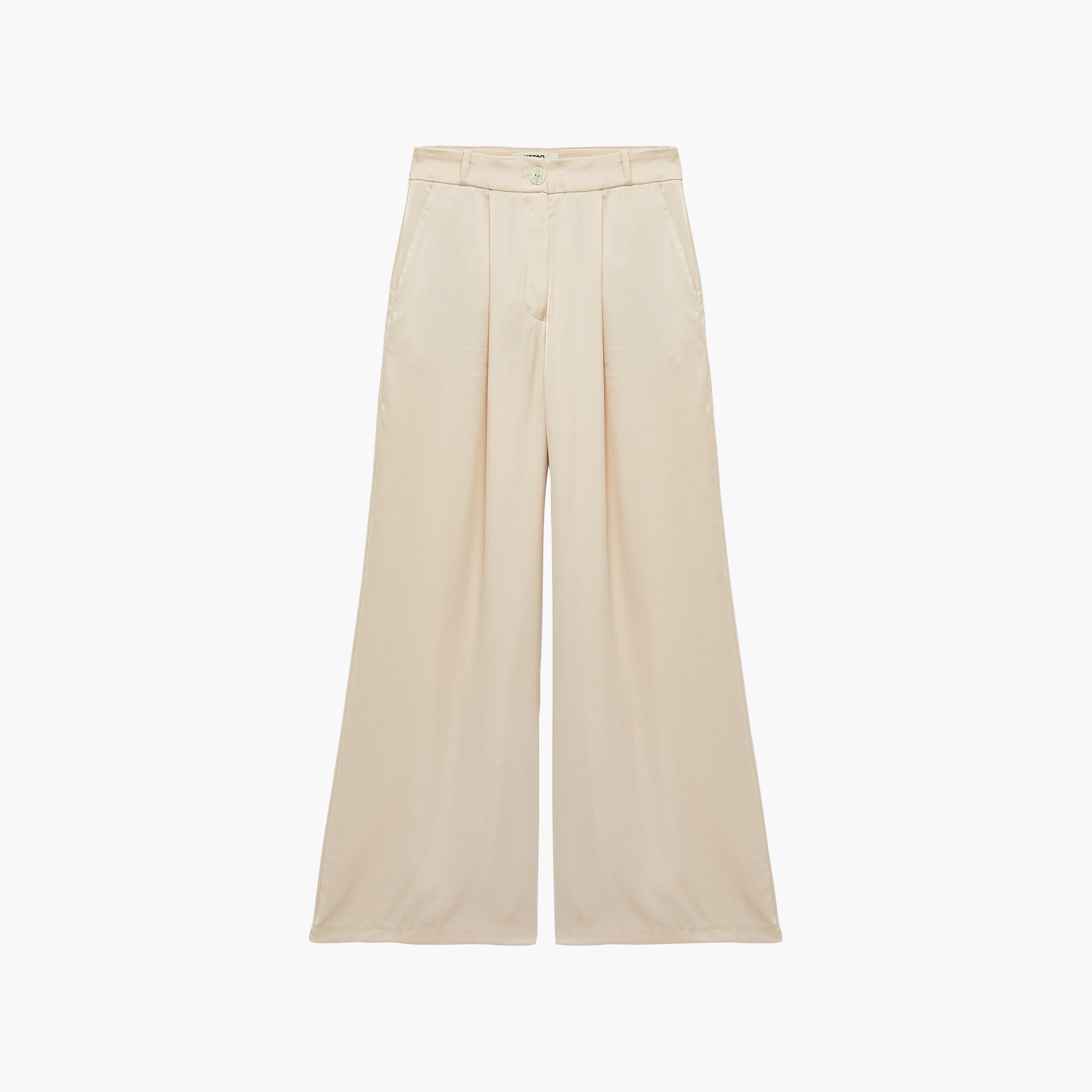 KOTON Cream Wide Leg Women's Trousers-women-clothing-trousers-image-1