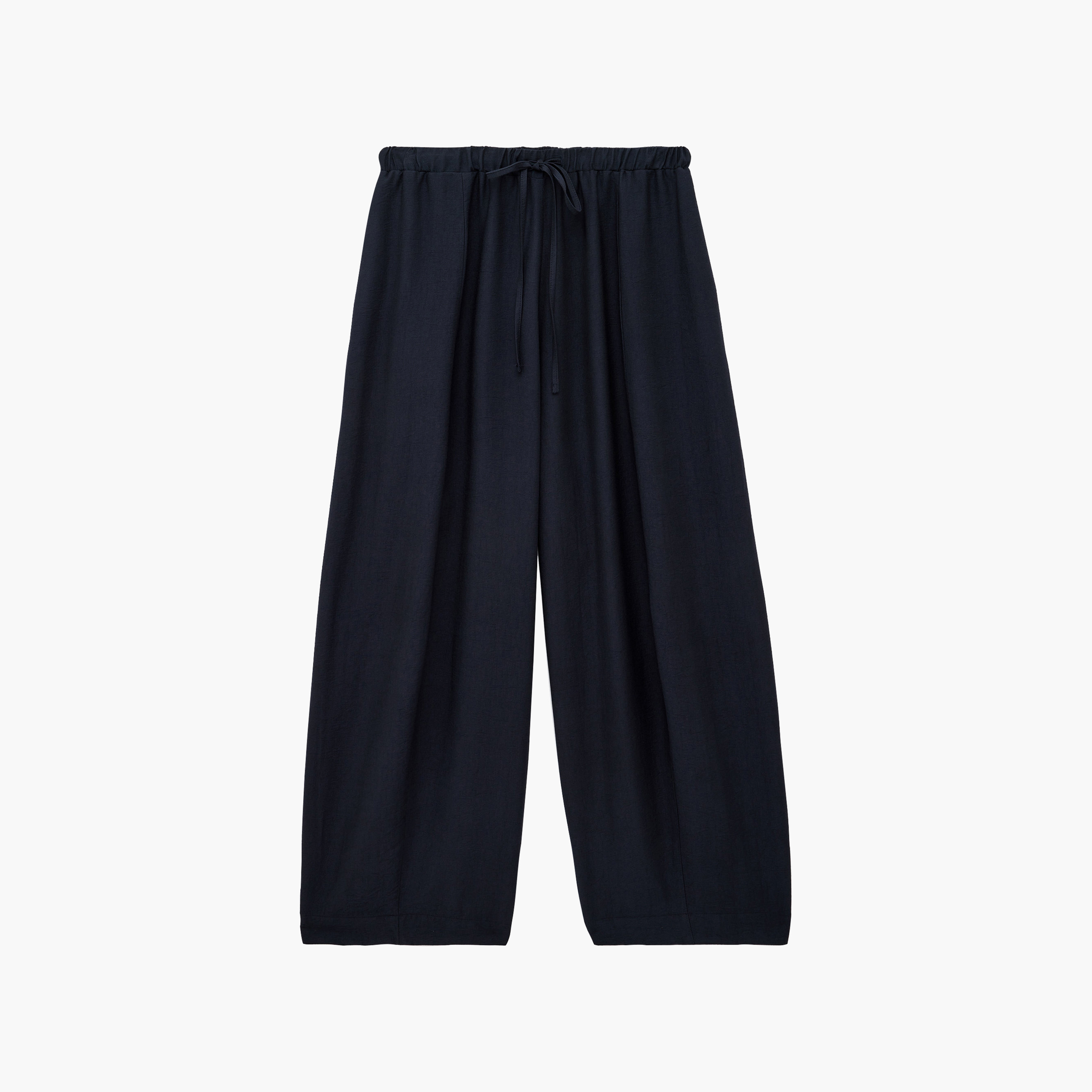 KOTON Navy Blue Drawstring Waist Wide Leg Women's Trousers-women-clothing-trousers-image-4