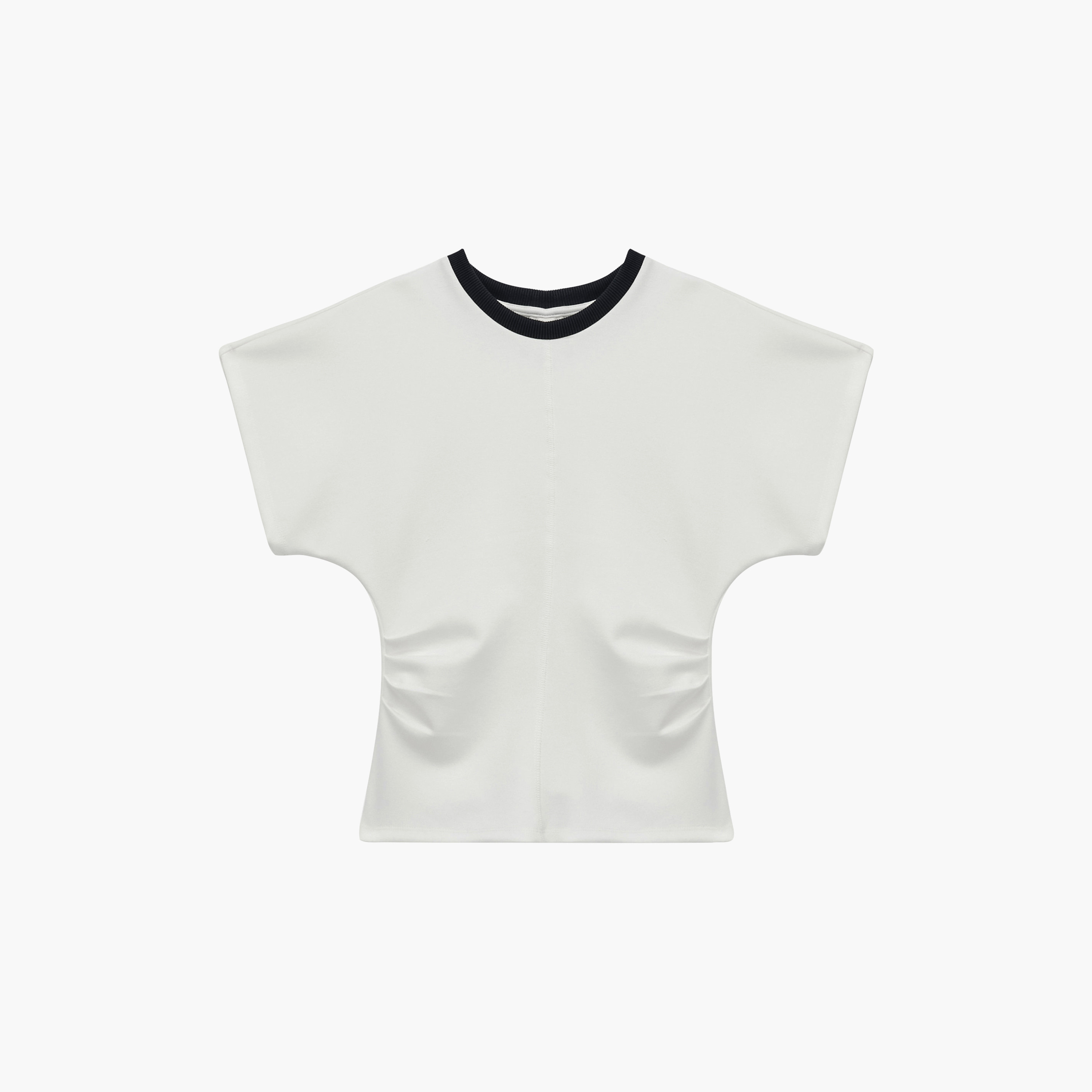 توب حريمي بشرائط تحديد مباينة باللون الأبيض من كوتون-women-clothing-shirtsandblouses-blouses-image-1