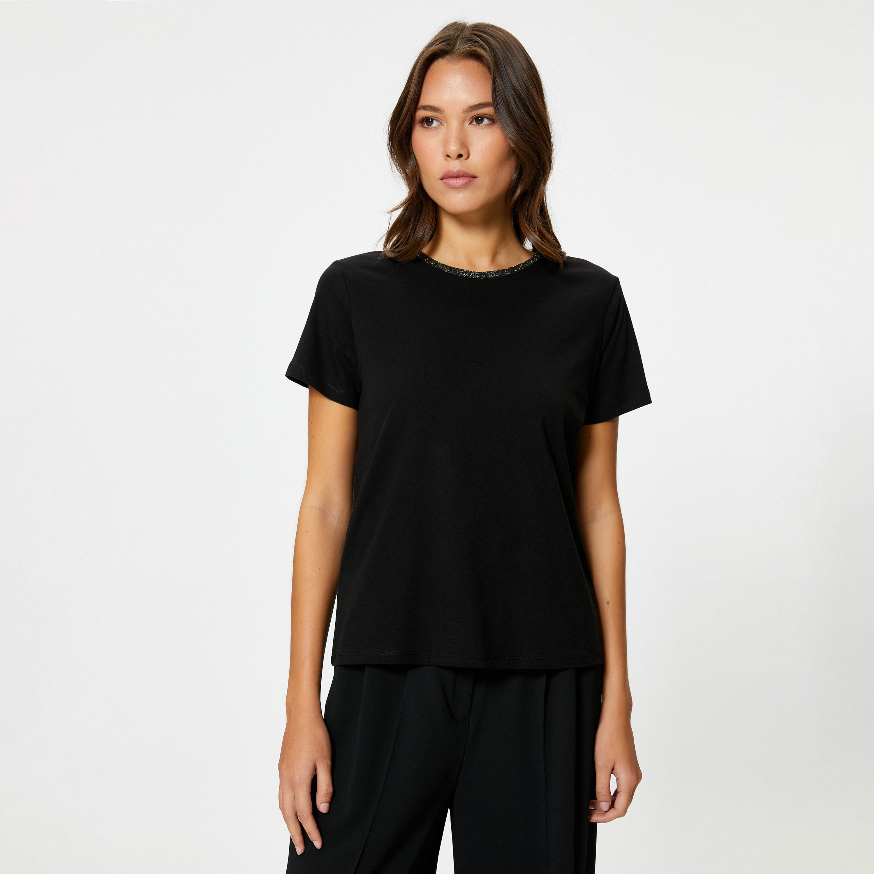 KOTON Black Women's T-Shirt-women-clothing-tshirts-image-1