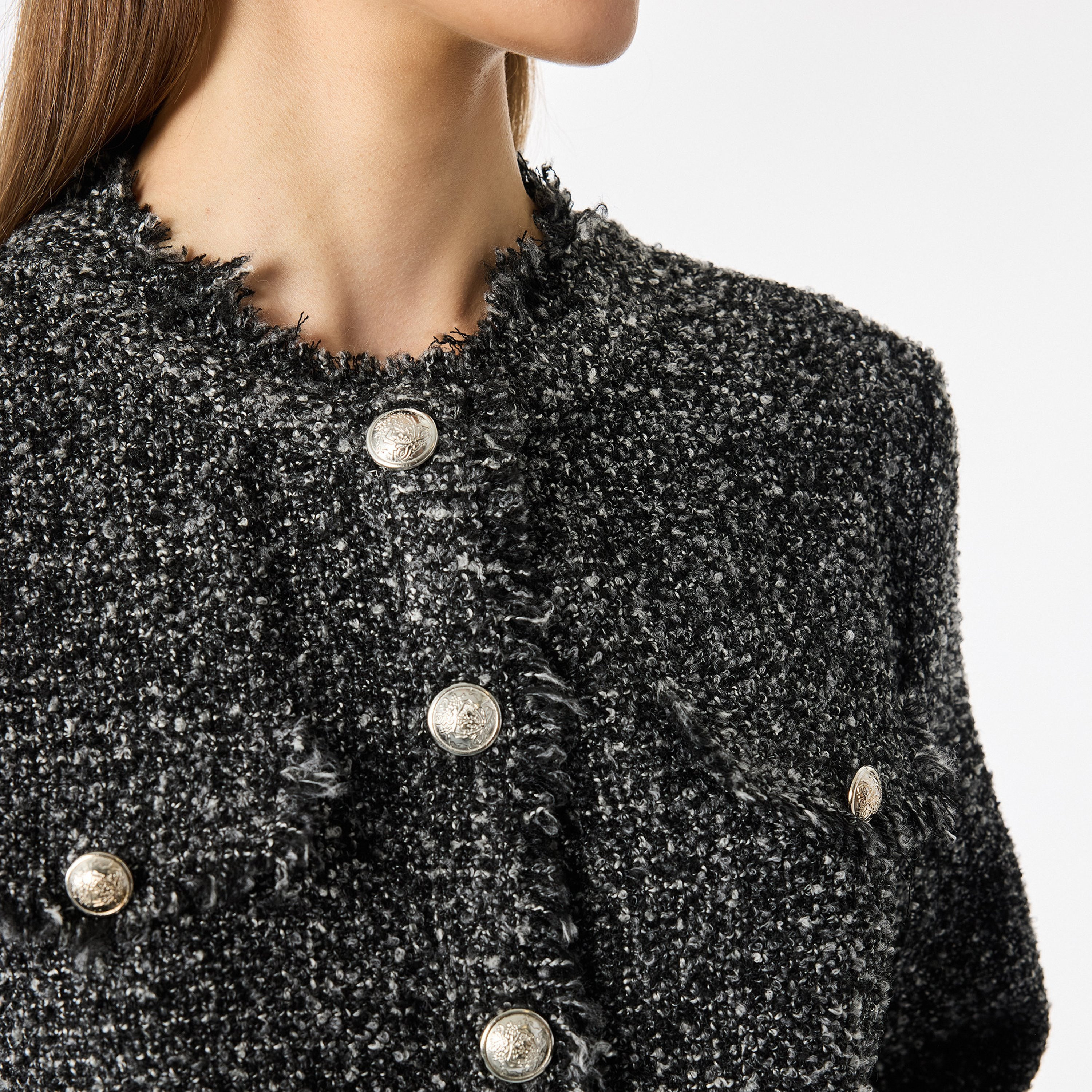 جاكيت تويد حريمي باللون الرمادي الفحمي من كوتون-women-winterwear-coatsandjackets-jackets-image-4