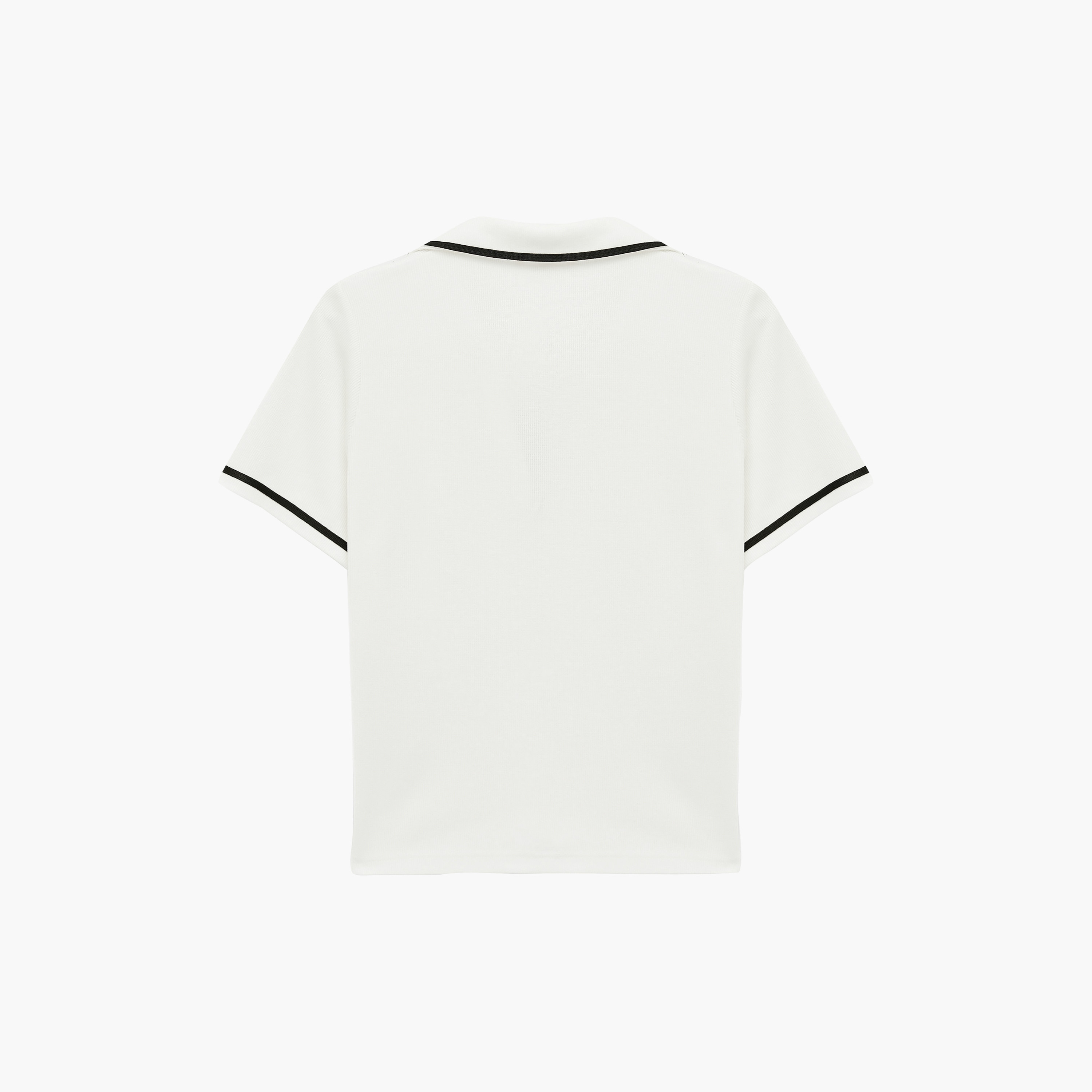KOTON White Contrast Striped Collared Women's Cropped Polo T-Shirt-women-clothing-tshirts-image-4