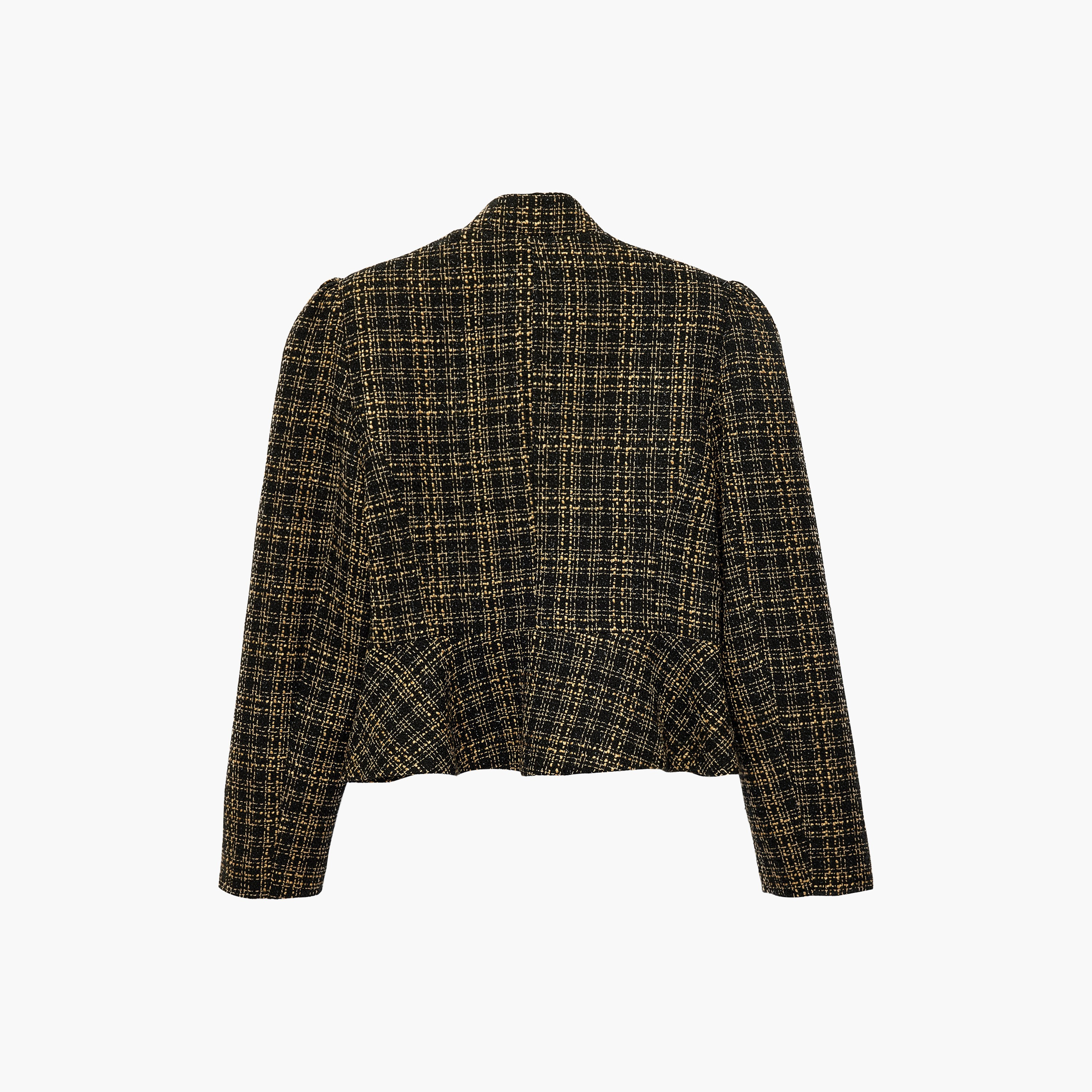 جاكيت تويد بيبلوم حريمي بياقة ونقشة مربعات متعددة الألوان من كوتون-women-winterwear-coatsandjackets-jackets-image-2