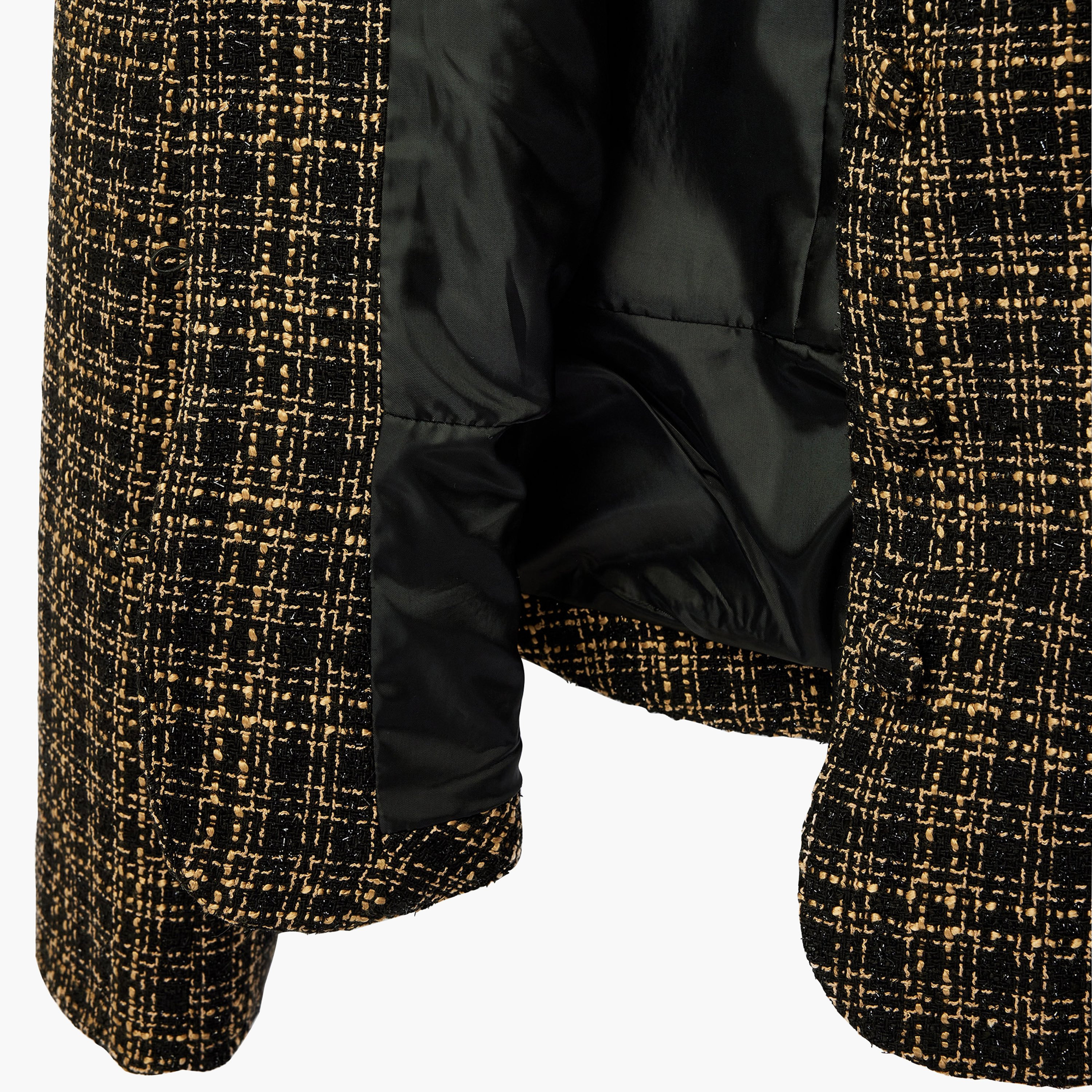 جاكيت تويد بيبلوم حريمي بياقة ونقشة مربعات متعددة الألوان من كوتون-women-winterwear-coatsandjackets-jackets-image-4