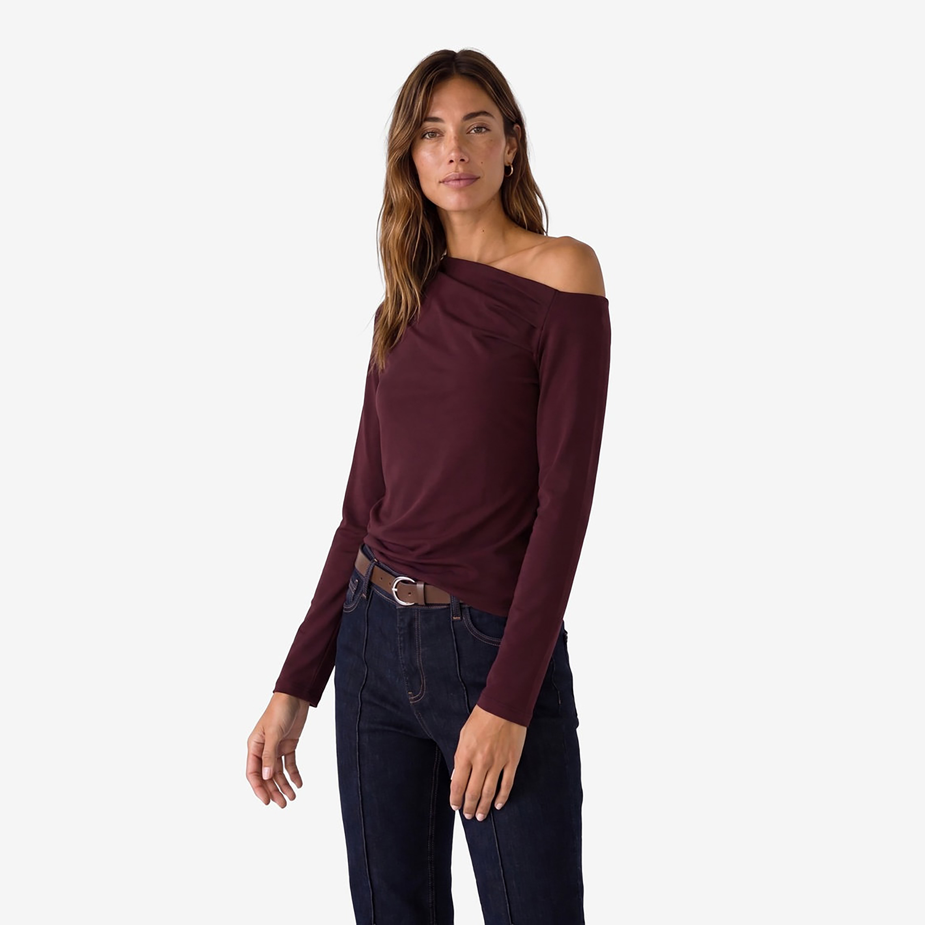 توب حريمي بفتحة رقبة غير متناظرة من كوتون-women-clothing-shirtsandblouses-blouses-image-5