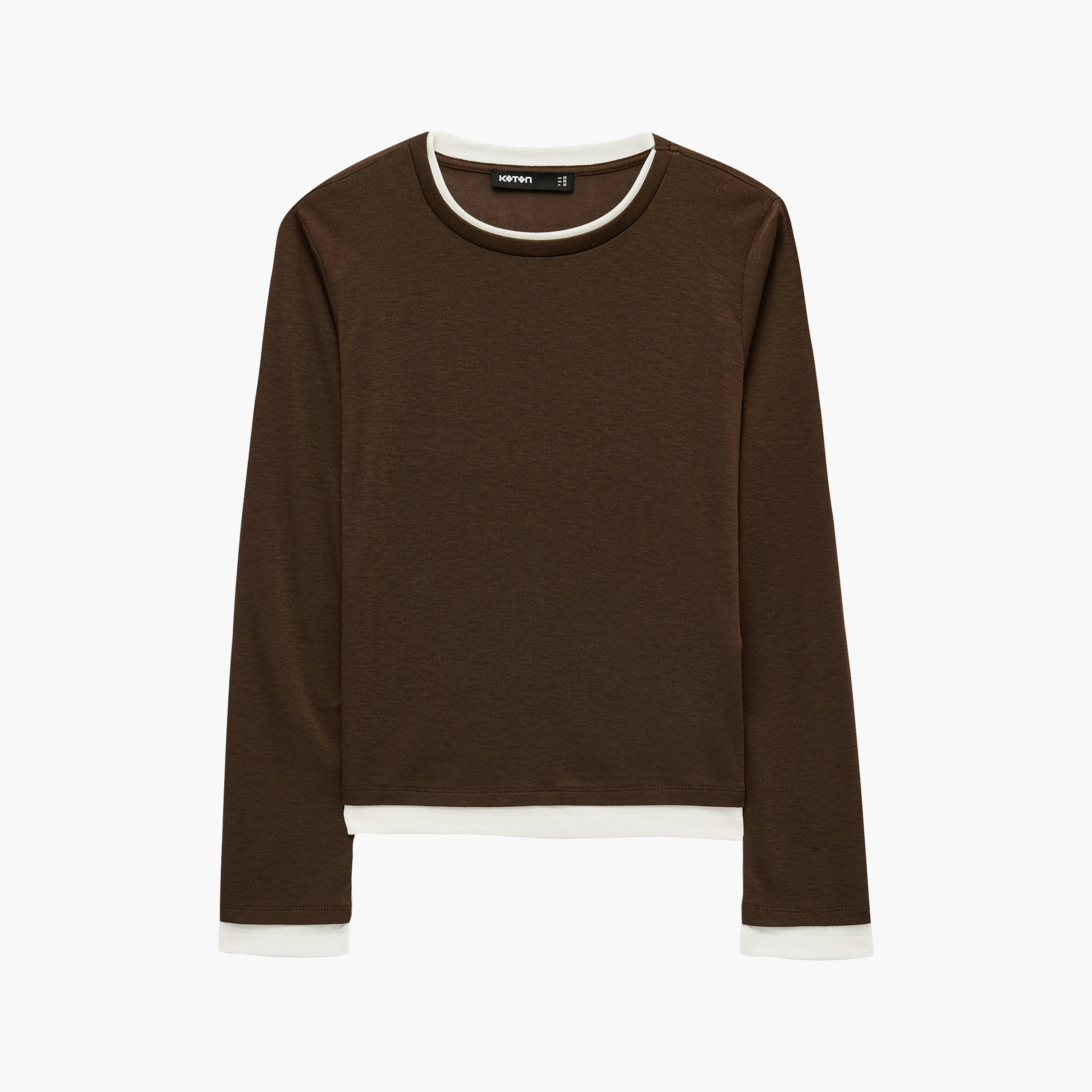 تيشيرت حريمي بشرائط تحديد مباينة من كوتون-women-clothing-tshirts-image-1