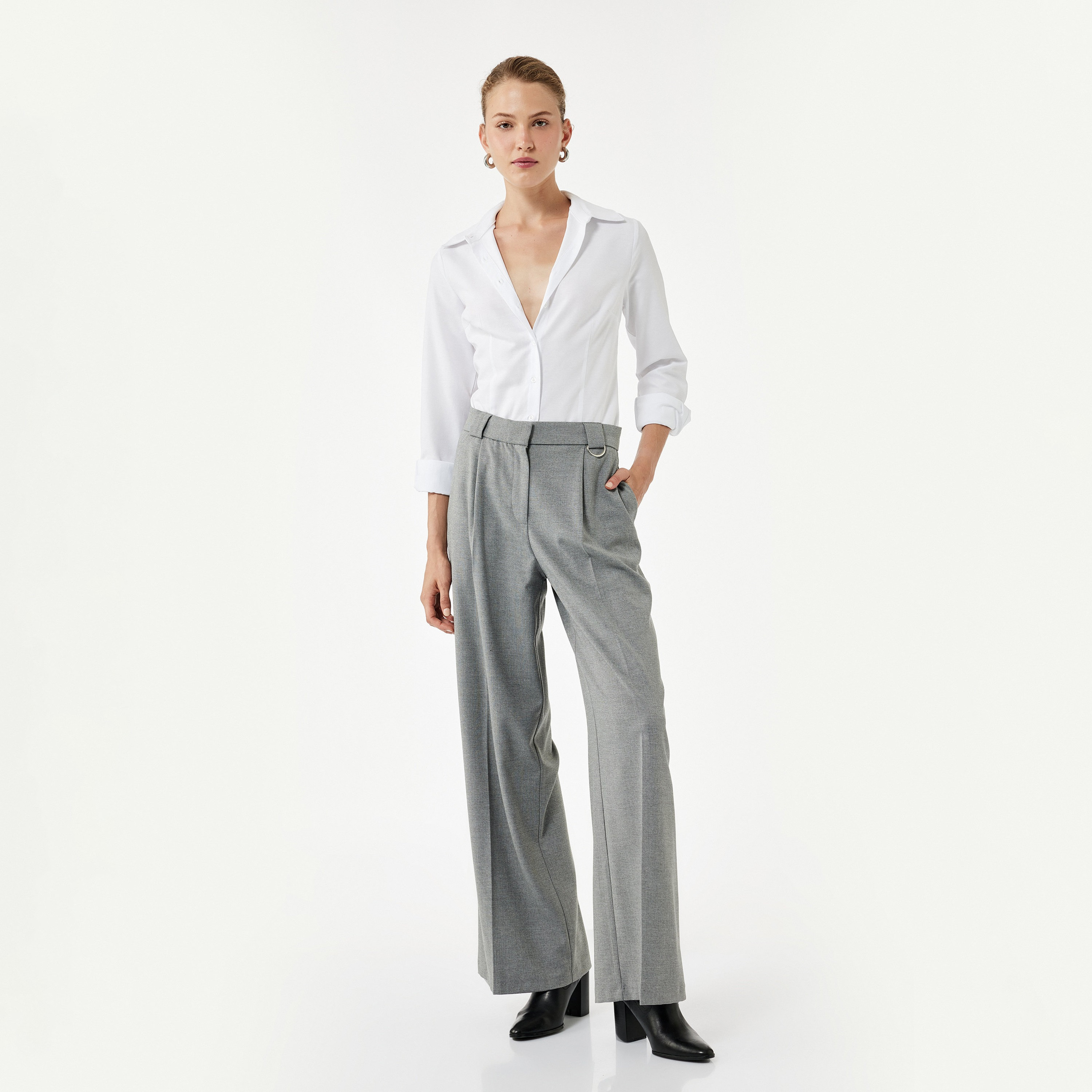 KOTON White Pointed Collared Women's Shirt-women-clothing-shirtsandblouses-shirts-image-2