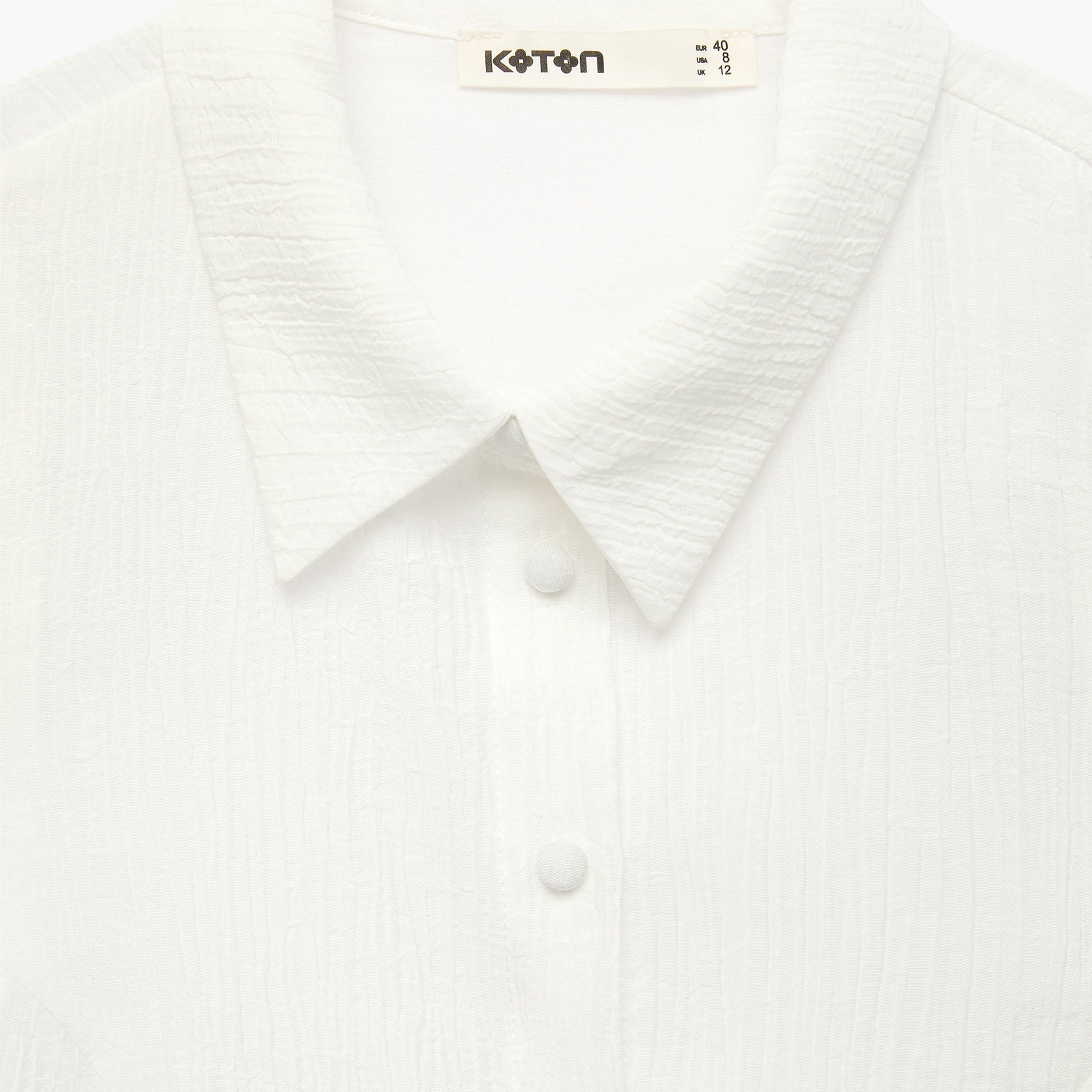 KOTON White Textured Collared Women's Peplum Top-women-clothing-shirtsandblouses-blouses-image-8