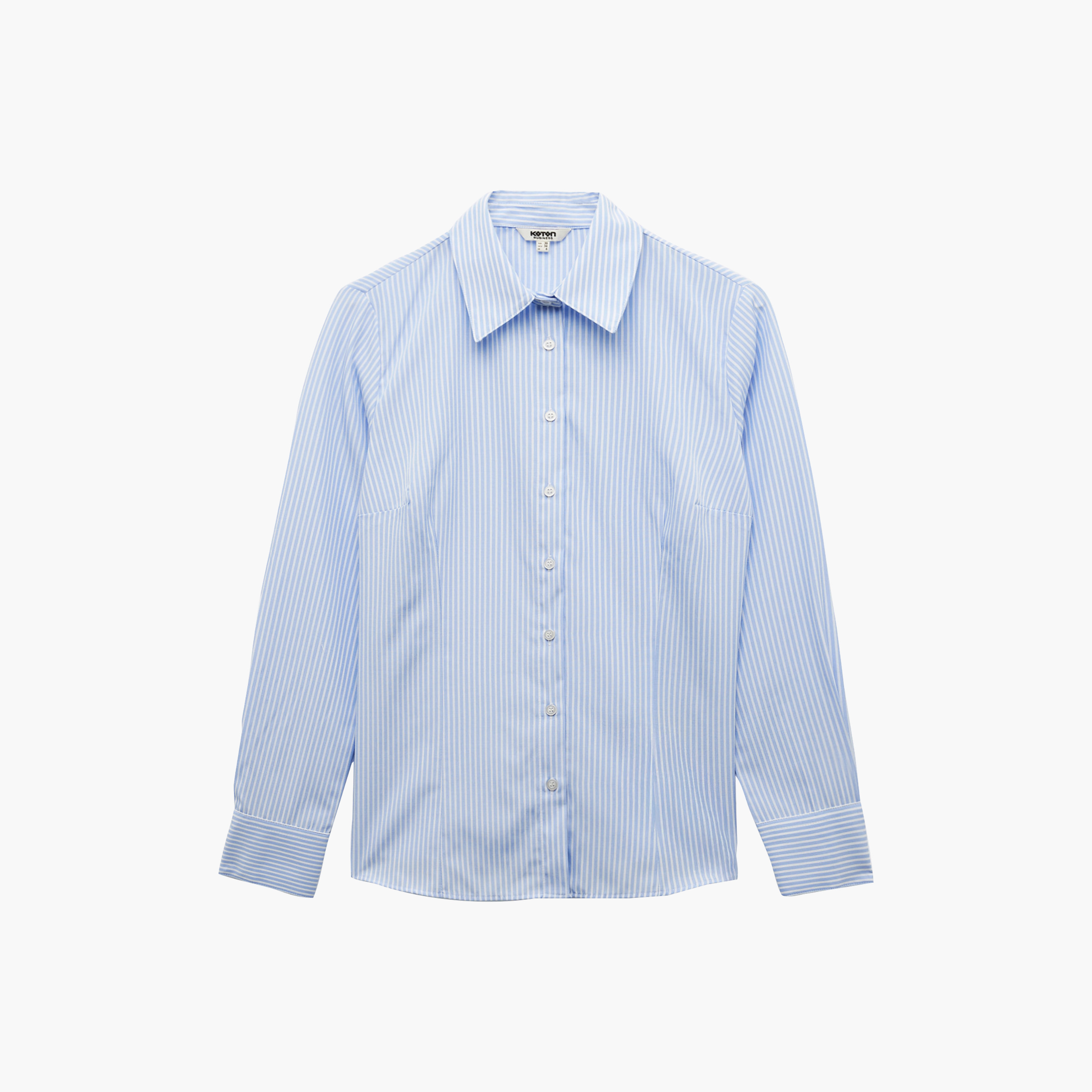 KOTON Blue Striped Pointed Collared Women's Shirt-women-clothing-shirtsandblouses-shirts-image-4