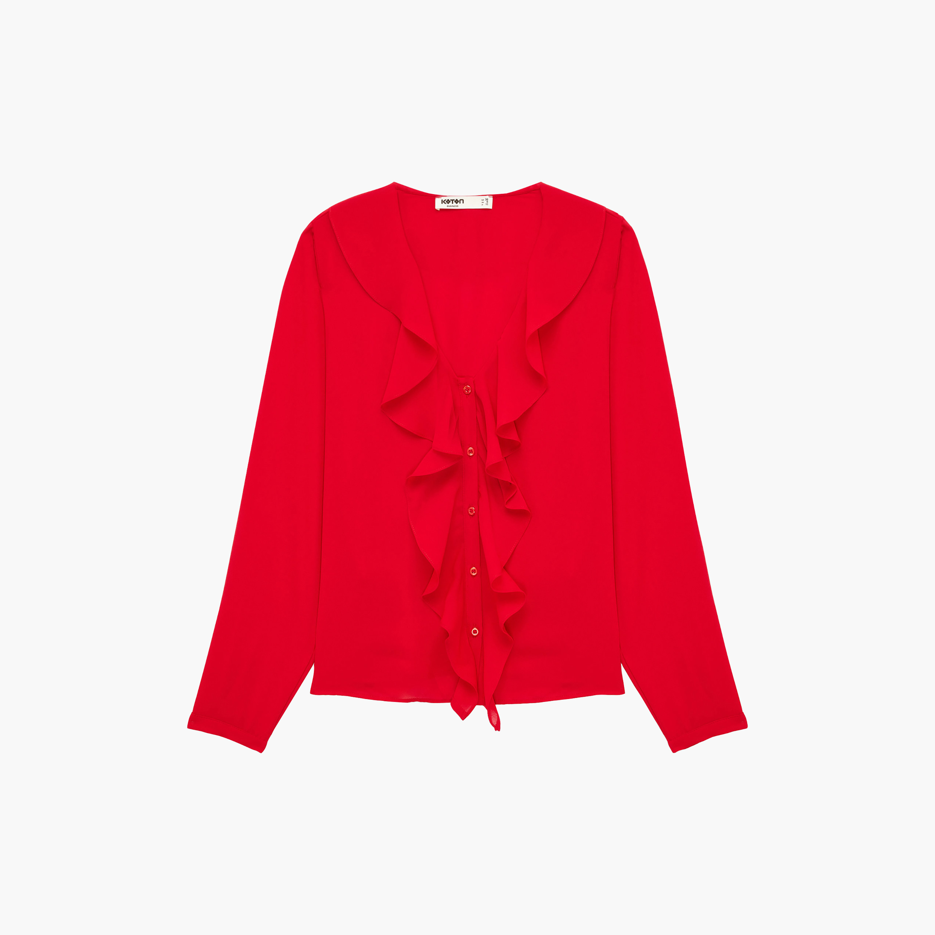 توب حريمي بكشكشة باللون الأحمر من كوتون-women-clothing-shirtsandblouses-blouses-image-1