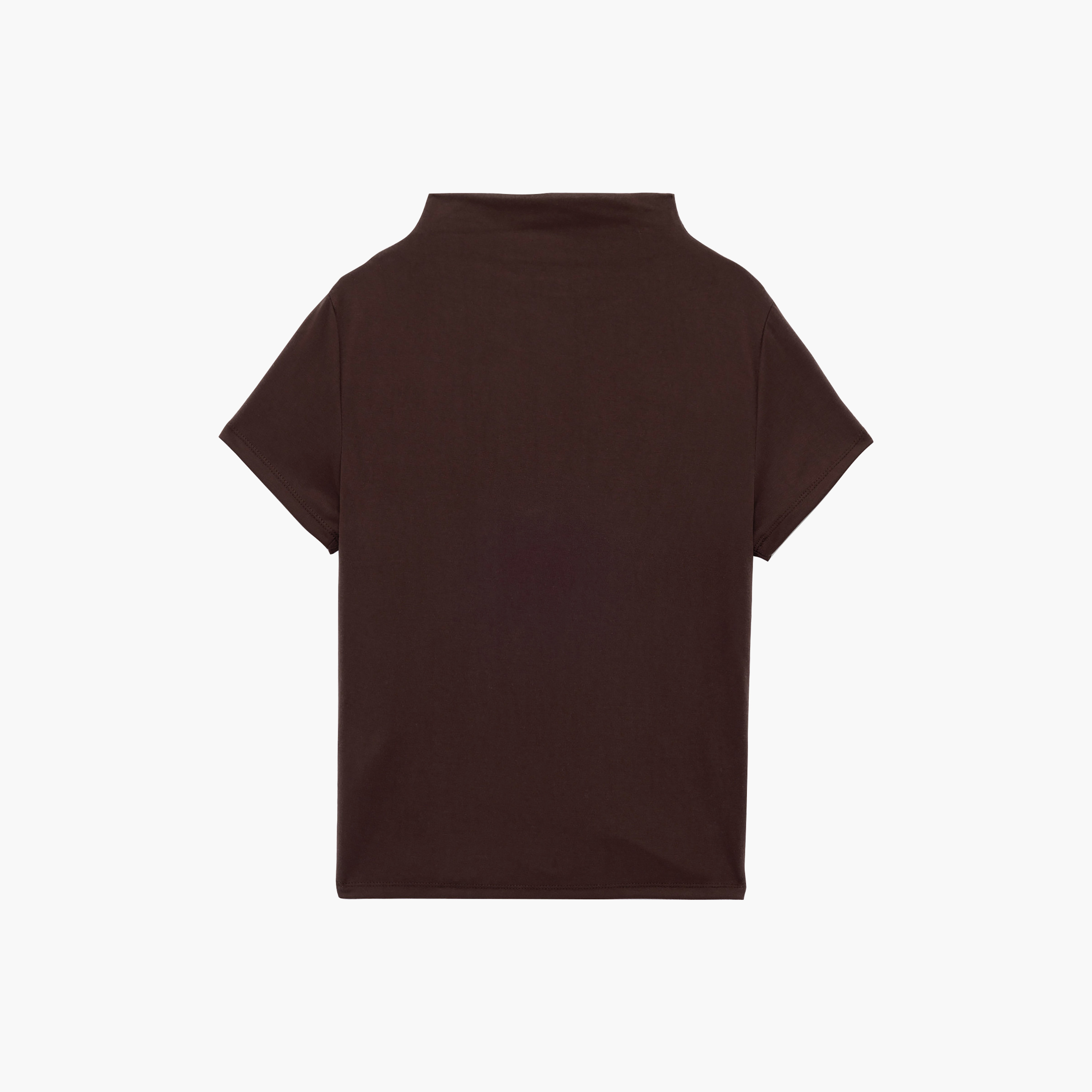 توب حريمي بفتحة رقبة مرتفعة وكشكشة باللون البني الداكن من كوتون-women-clothing-shirtsandblouses-blouses-image-5