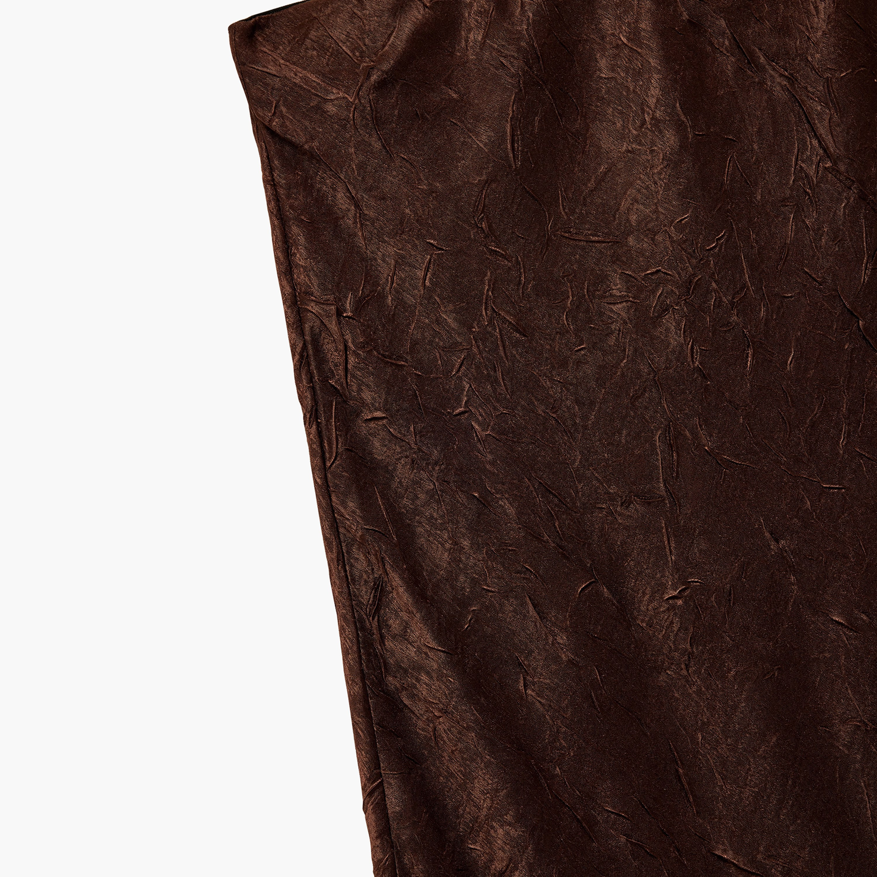 KOTON Dark Brown Crinkled Satin High-Rise A-Line Women's Skirt-women-clothing-skirts-image-6
