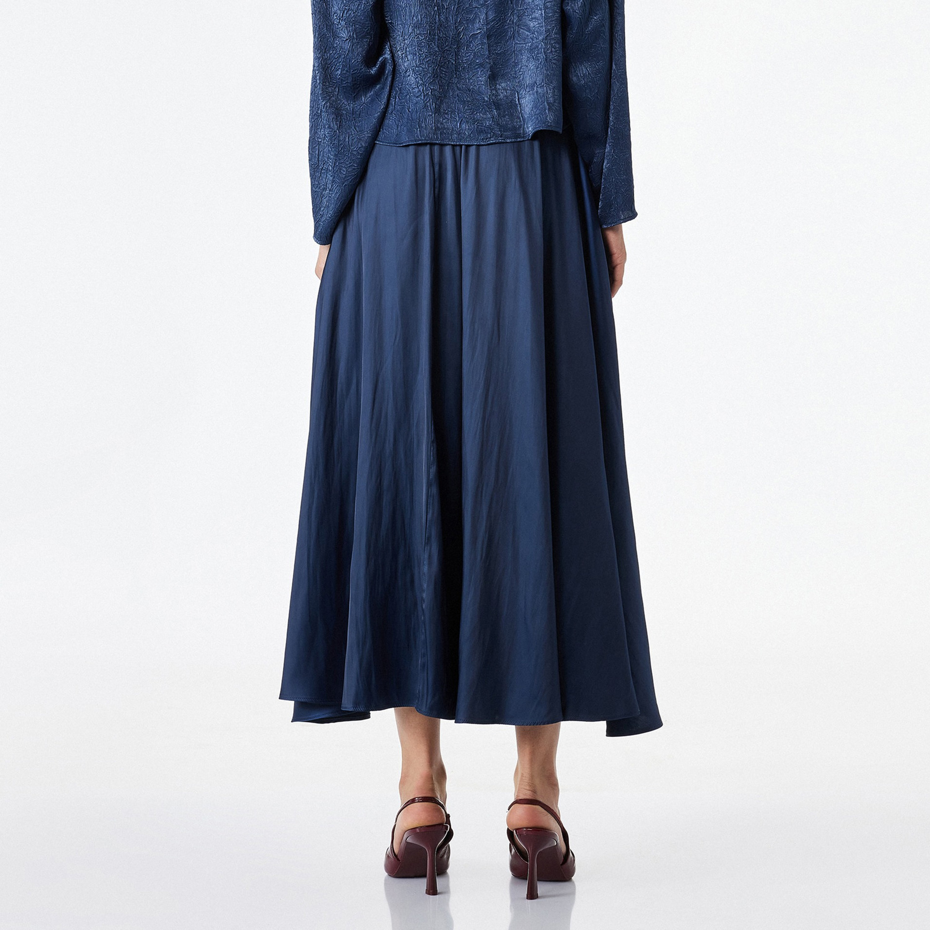 KOTON Navy Blue High-Rise Flared Women's Skirt-women-clothing-skirts-image-3