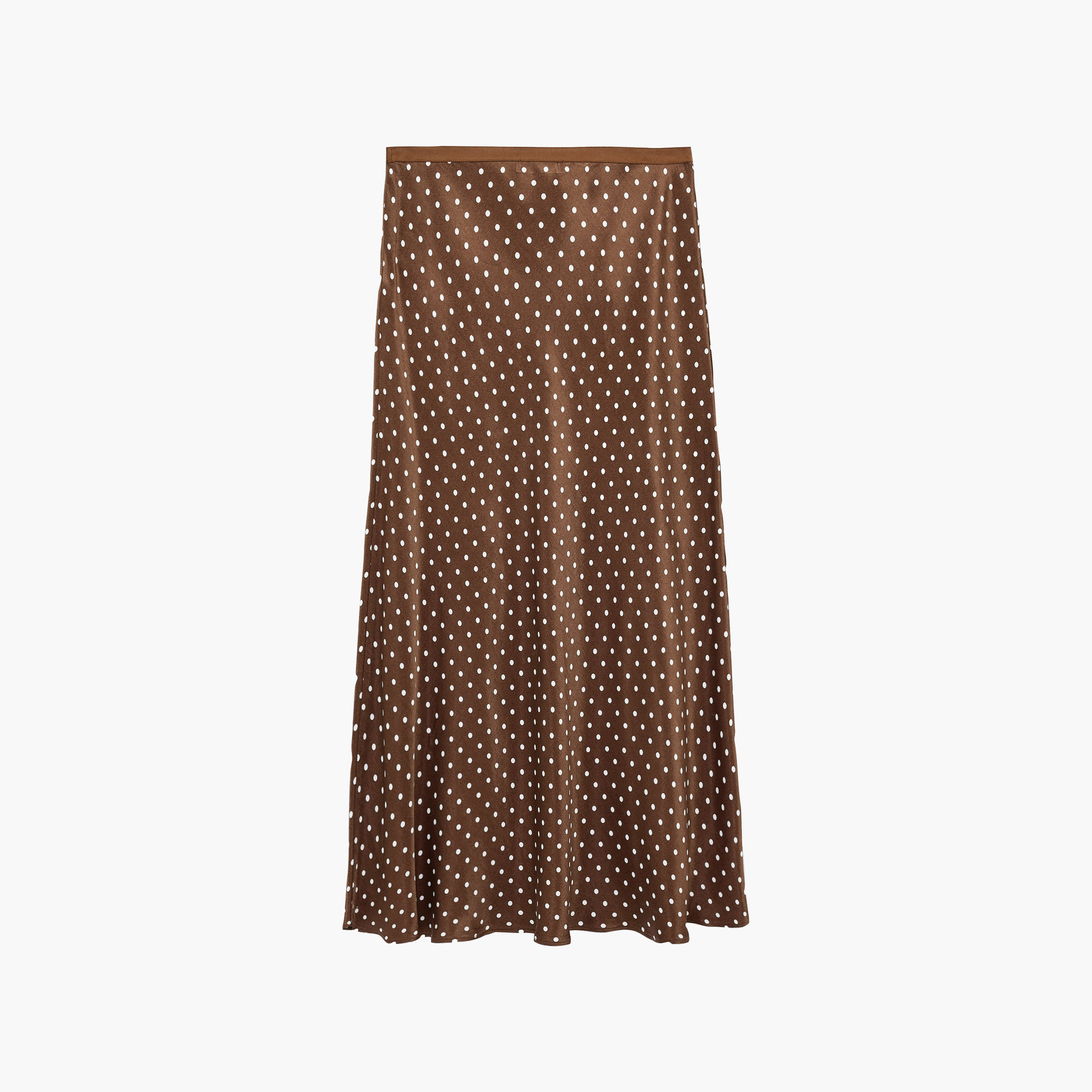 تنورة ستان حريمي بنقشة منقطة بخصر مرتفع وقصة ايه-لاين باللون البني من كوتون-women-clothing-skirts-image-2