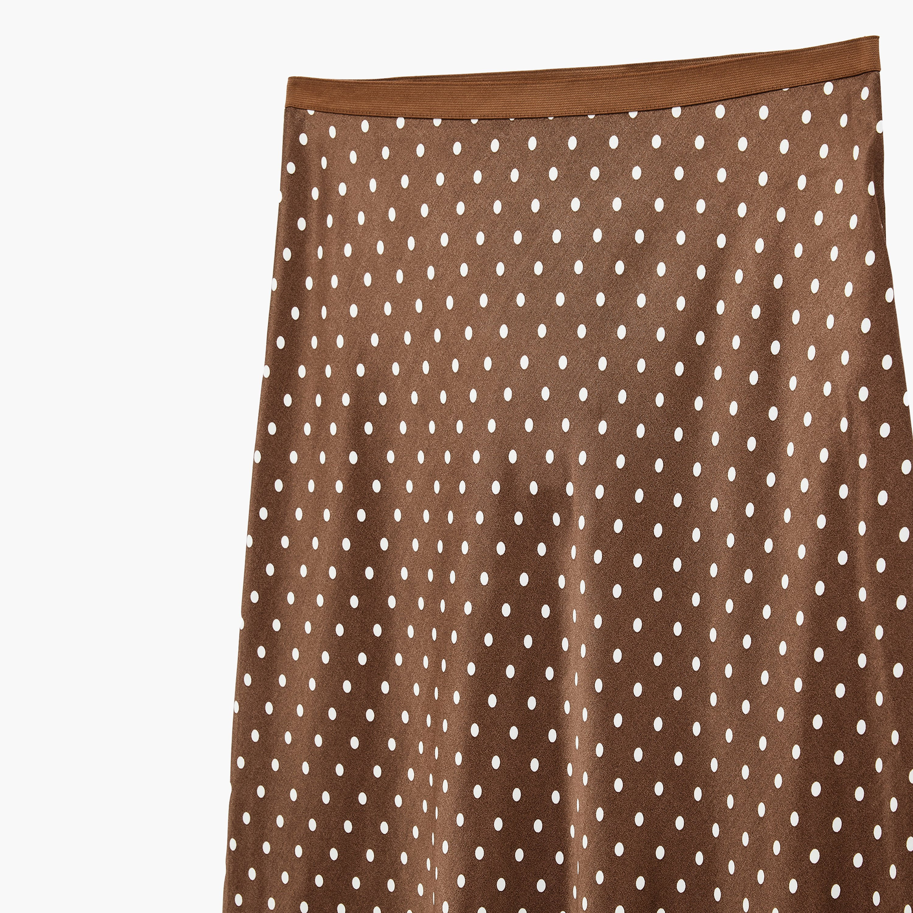 تنورة ستان حريمي بنقشة منقطة بخصر مرتفع وقصة ايه-لاين باللون البني من كوتون-women-clothing-skirts-image-3