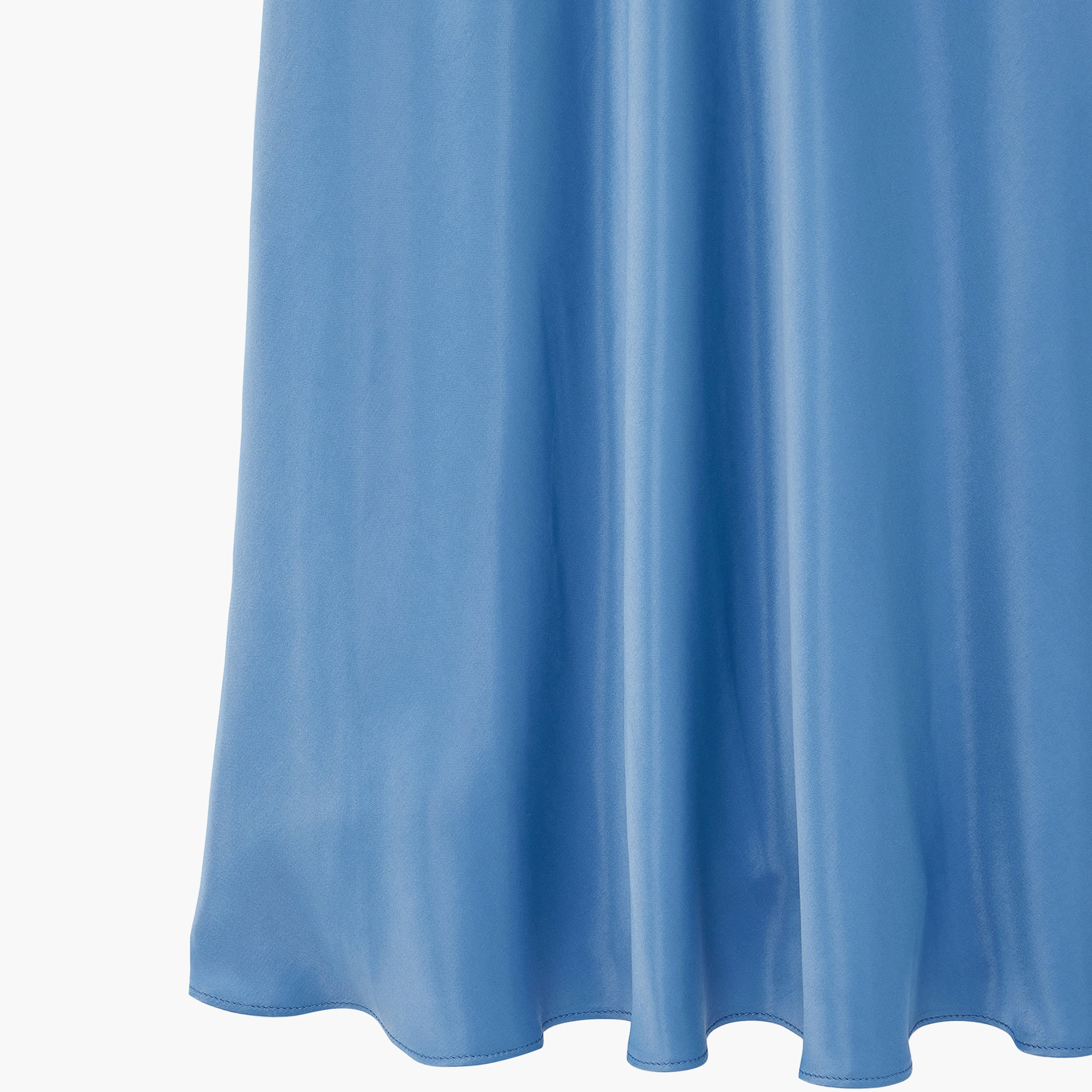 KOTON Blue Satin High-Rise Flared Women's Skirt-women-clothing-skirts-image-3