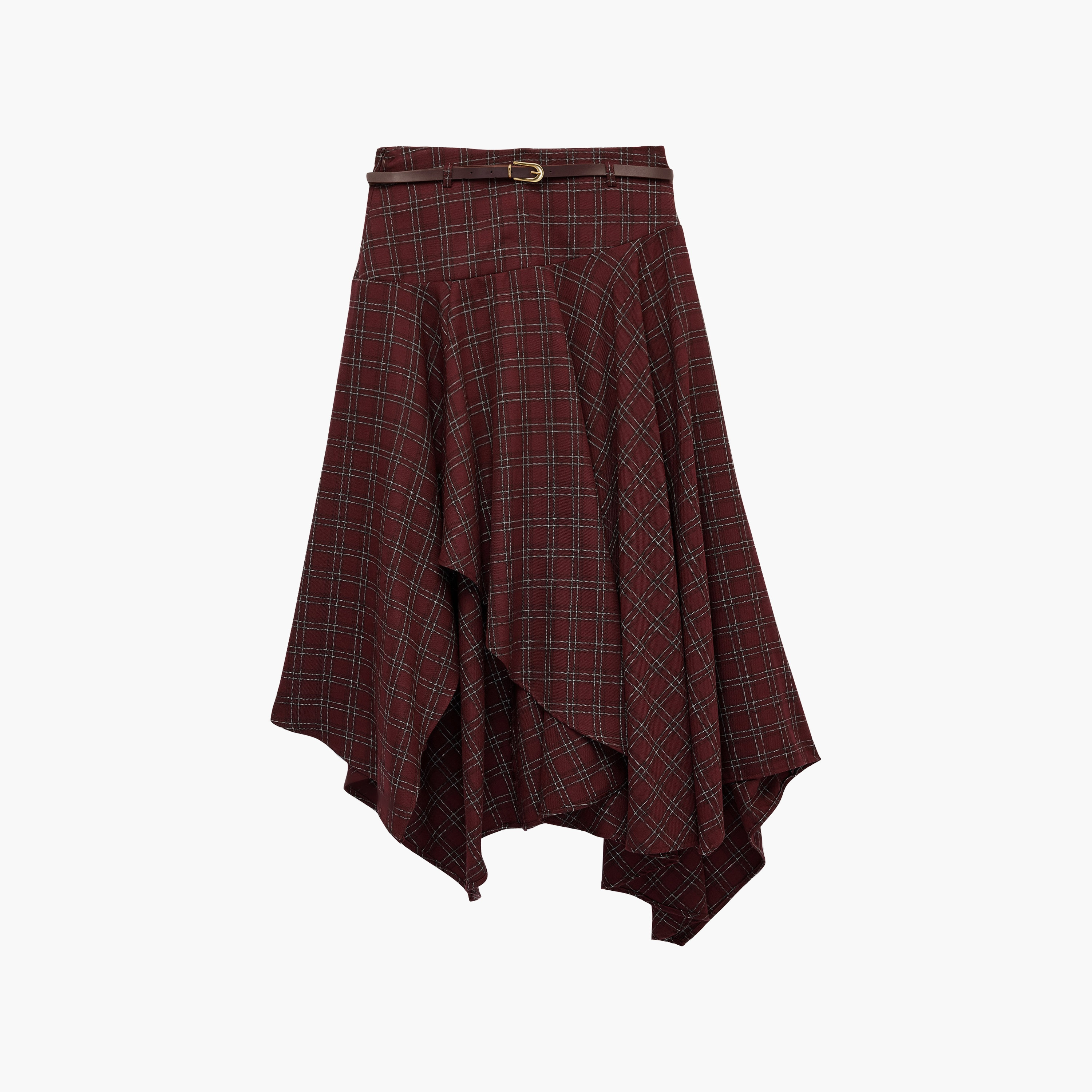KOTON Red Checked High-Rise Flared Women's Skirt-women-clothing-skirts-image-1