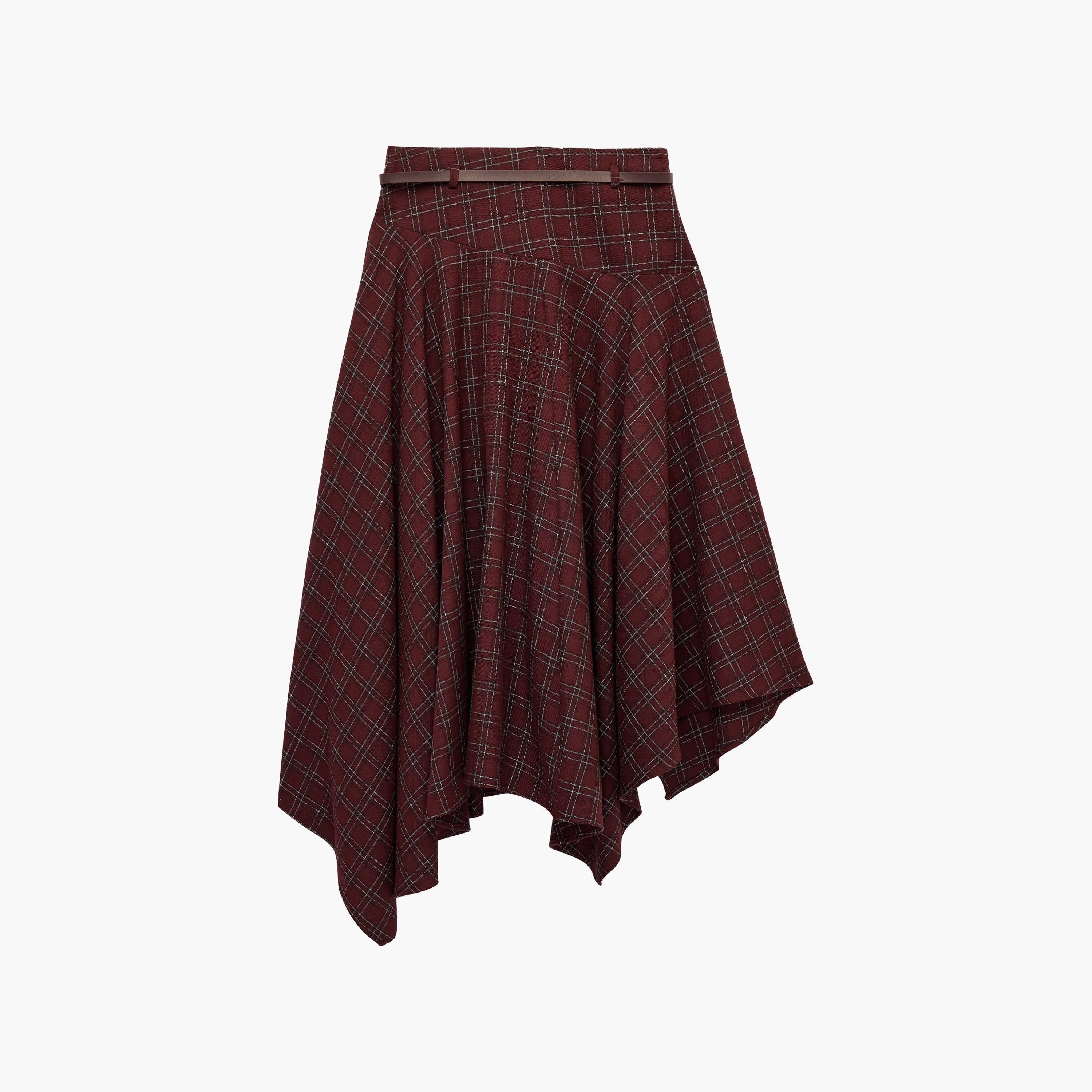 KOTON Red Checked High-Rise Flared Women's Skirt-women-clothing-skirts-image-2