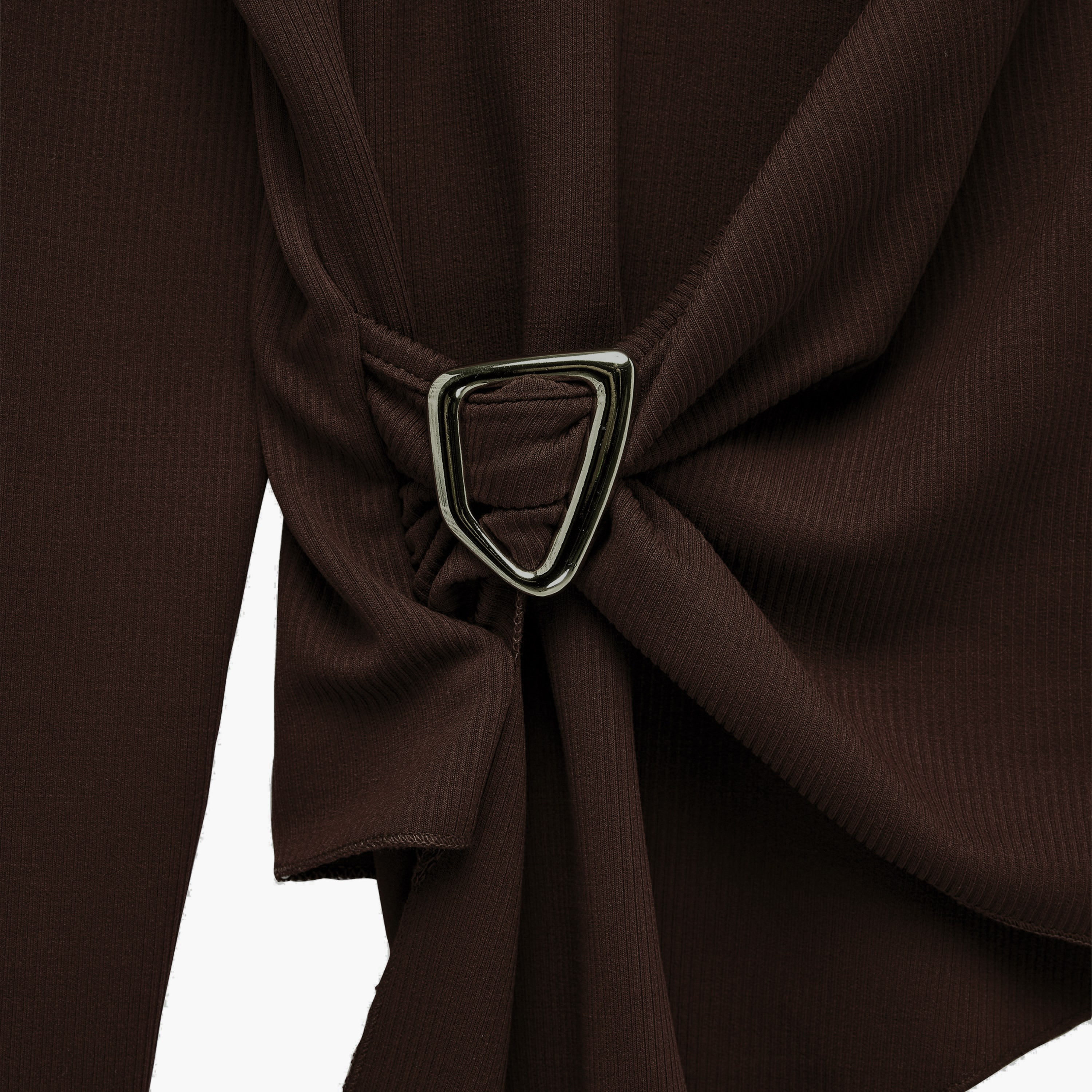 KOTON Dark Brown Surplice Neck Women's Wrap Top-women-clothing-shirtsandblouses-blouses-image-8