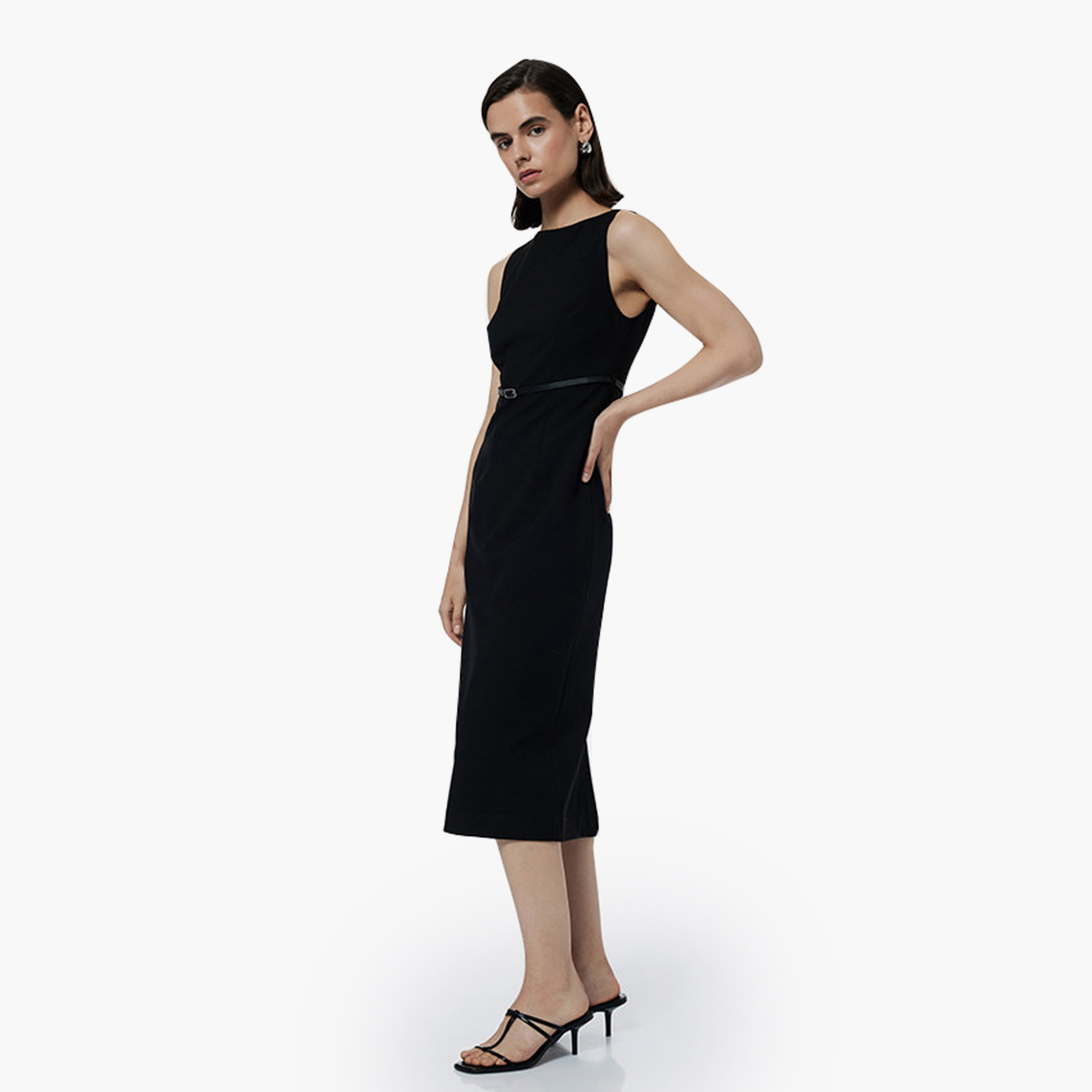 KOTON Black Sheath Women's Midi Dress-women-clothing-dresses-image-1