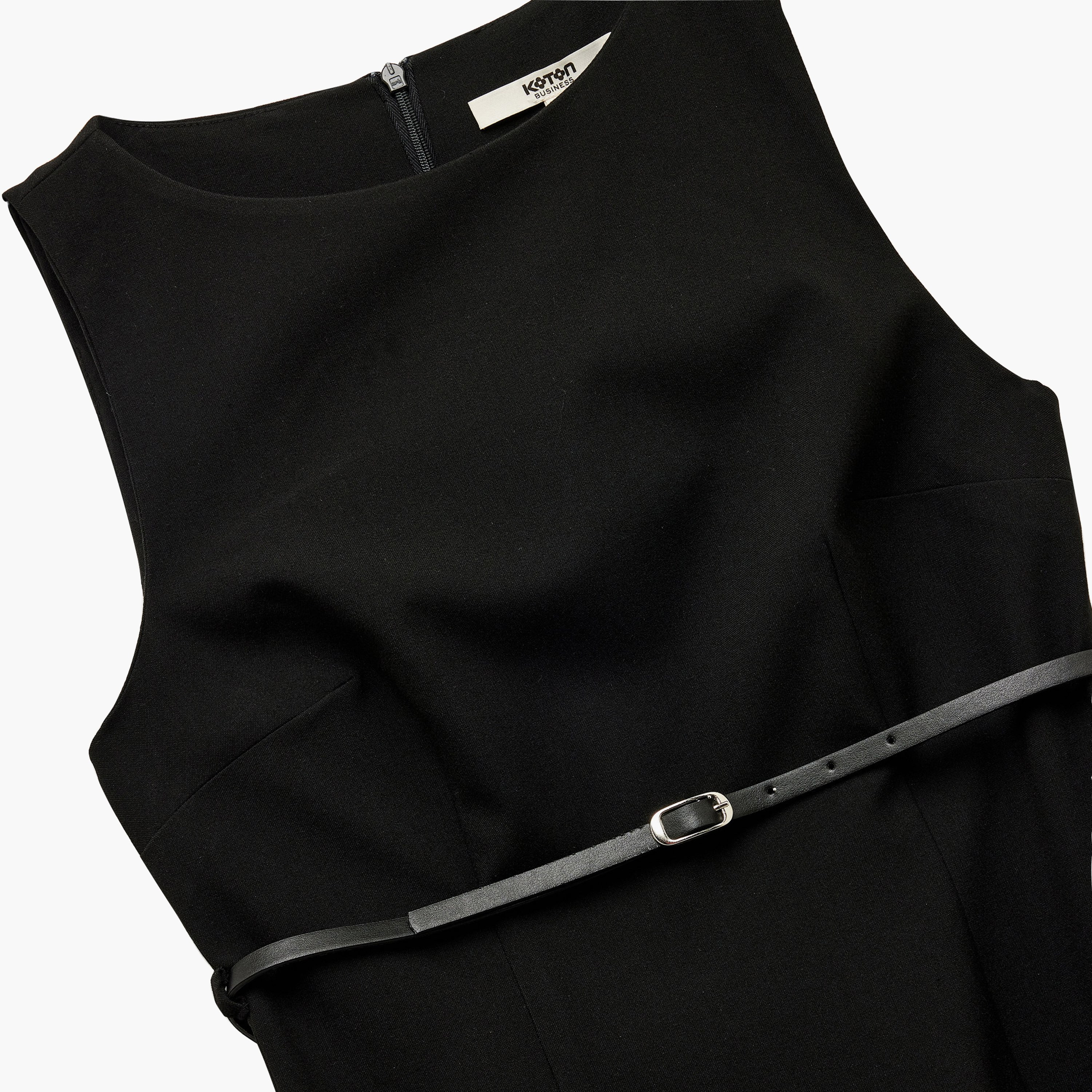 KOTON Black Sheath Women's Midi Dress-women-clothing-dresses-image-2