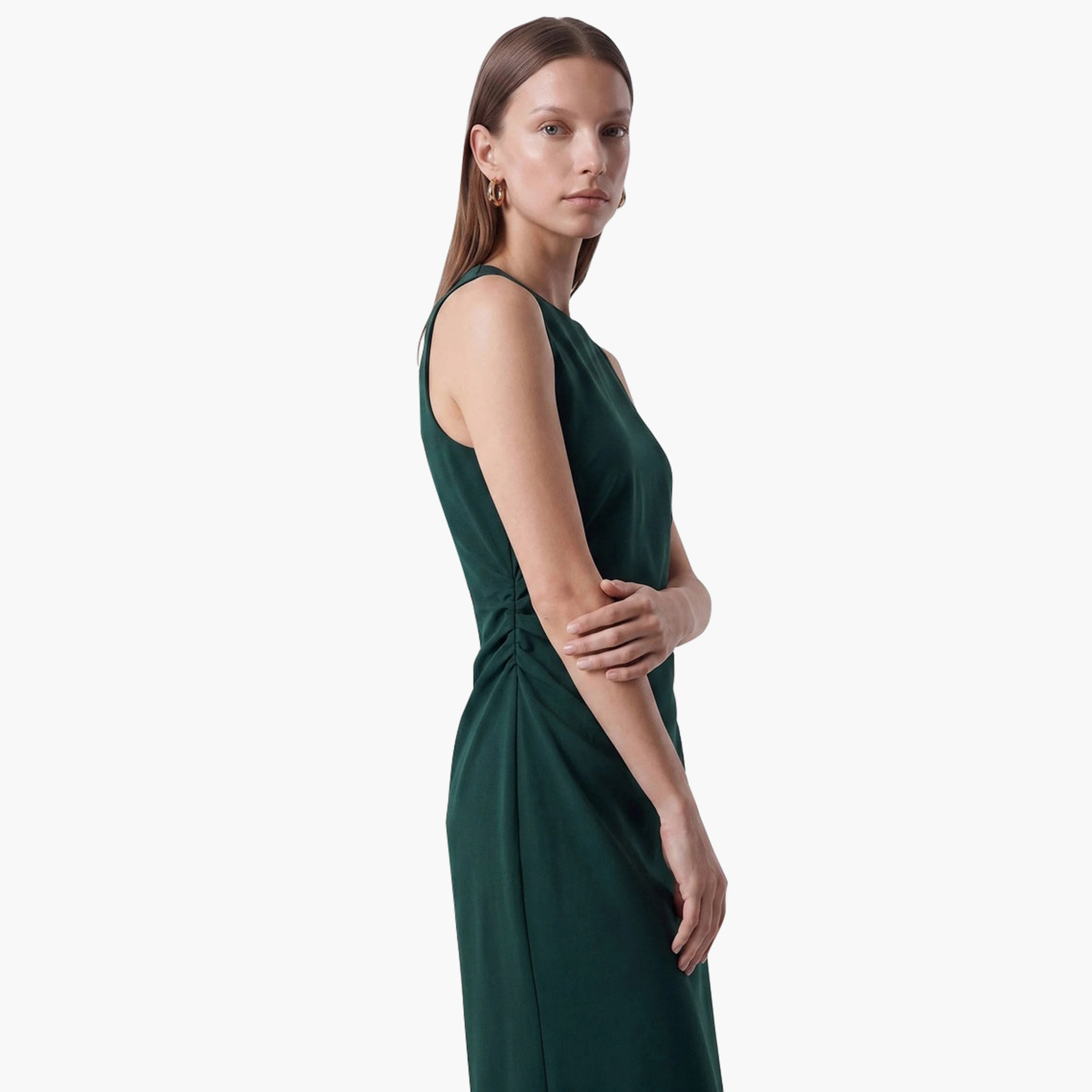 فستان ميدي حريمي بقصة مستقيمة (كولوم) باللون الأخضر من كوتون-women-clothing-dresses-image-3