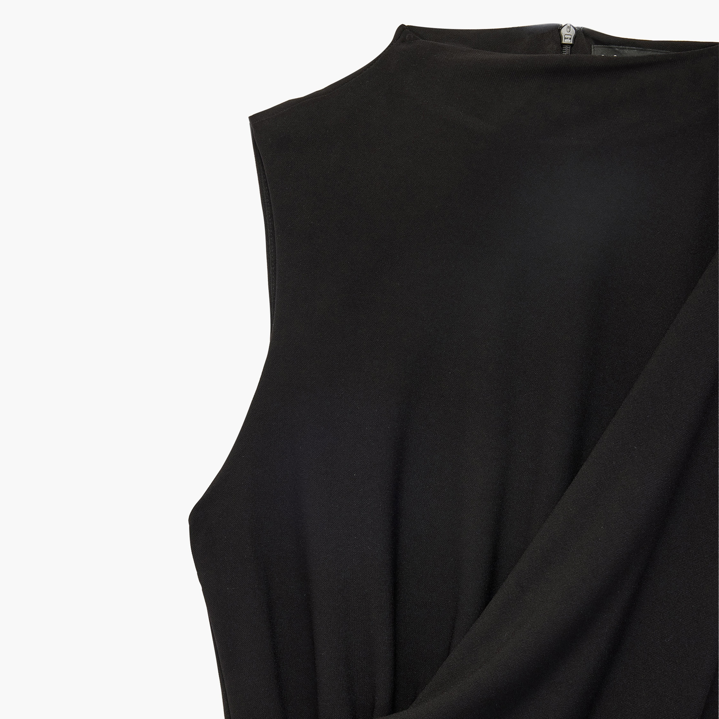 فستان ميدي حريمي بقصة مستقيمة (كولوم) وفتحة رقبة مرتفعة وكشكشة من كوتون-women-clothing-dresses-image-3