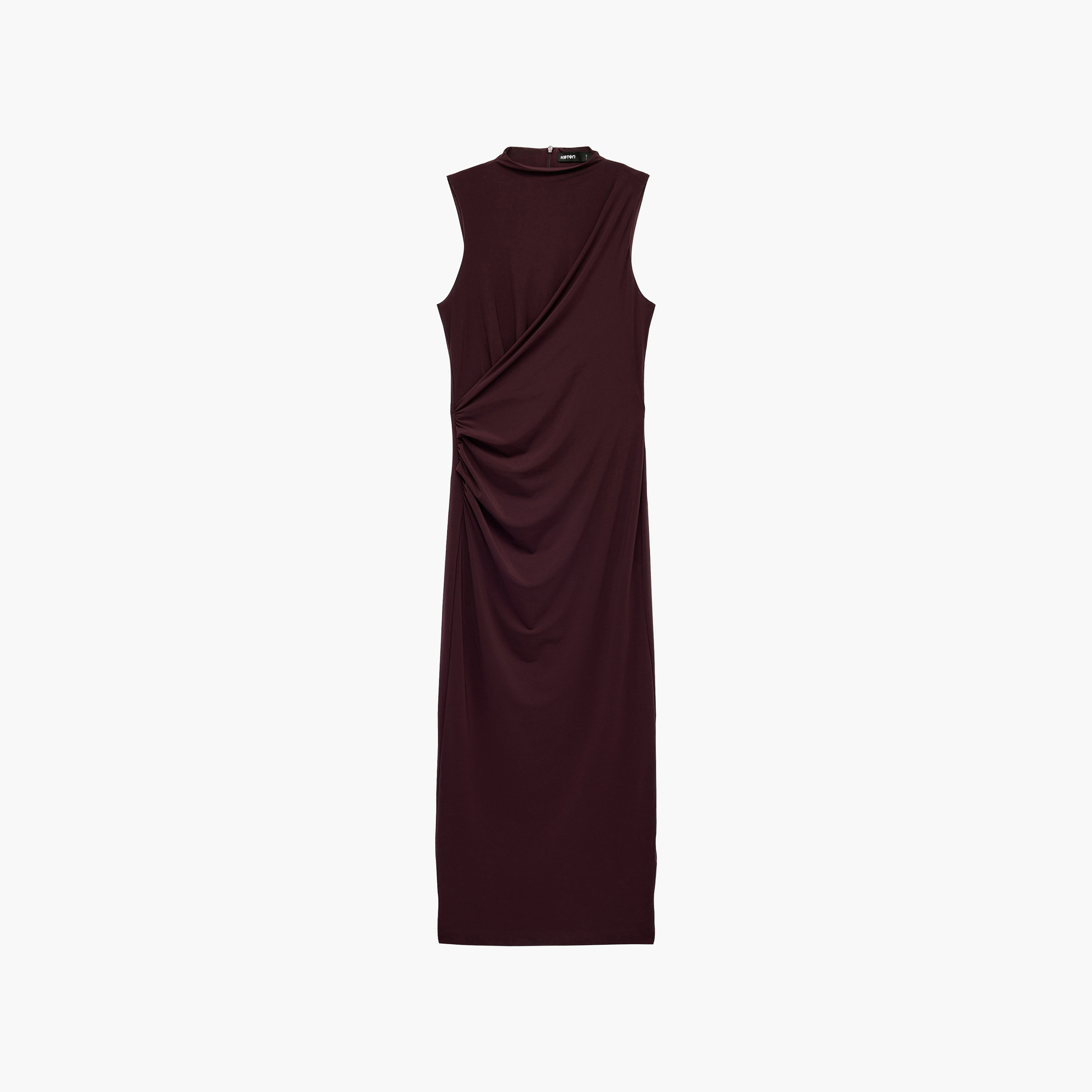 KOTON Ruched High Neck Column Women's Midi Dress-women-clothing-dresses-image-1