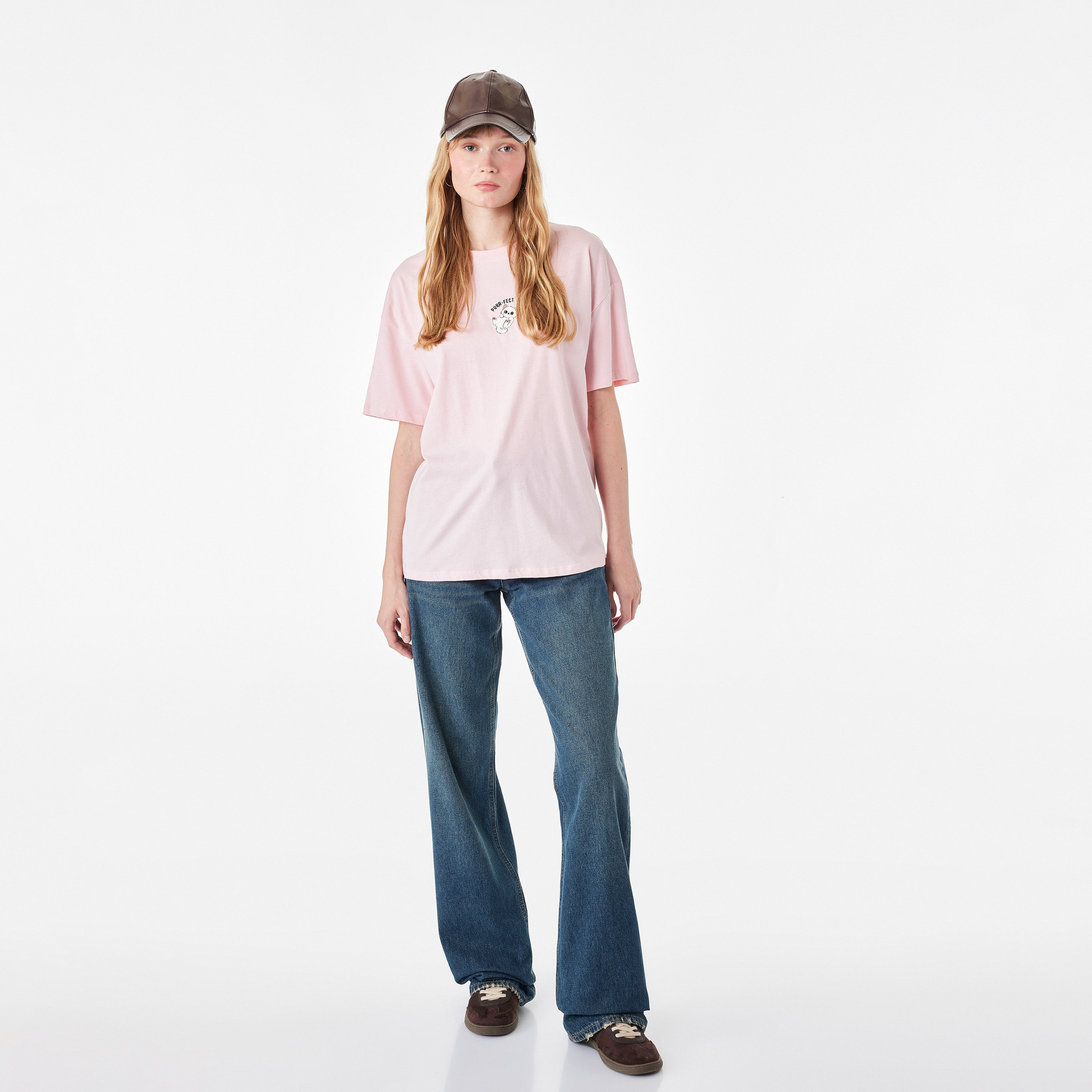 KOTON Pink Graphic Cat Women's T-Shirt-women-clothing-tshirts-image-2