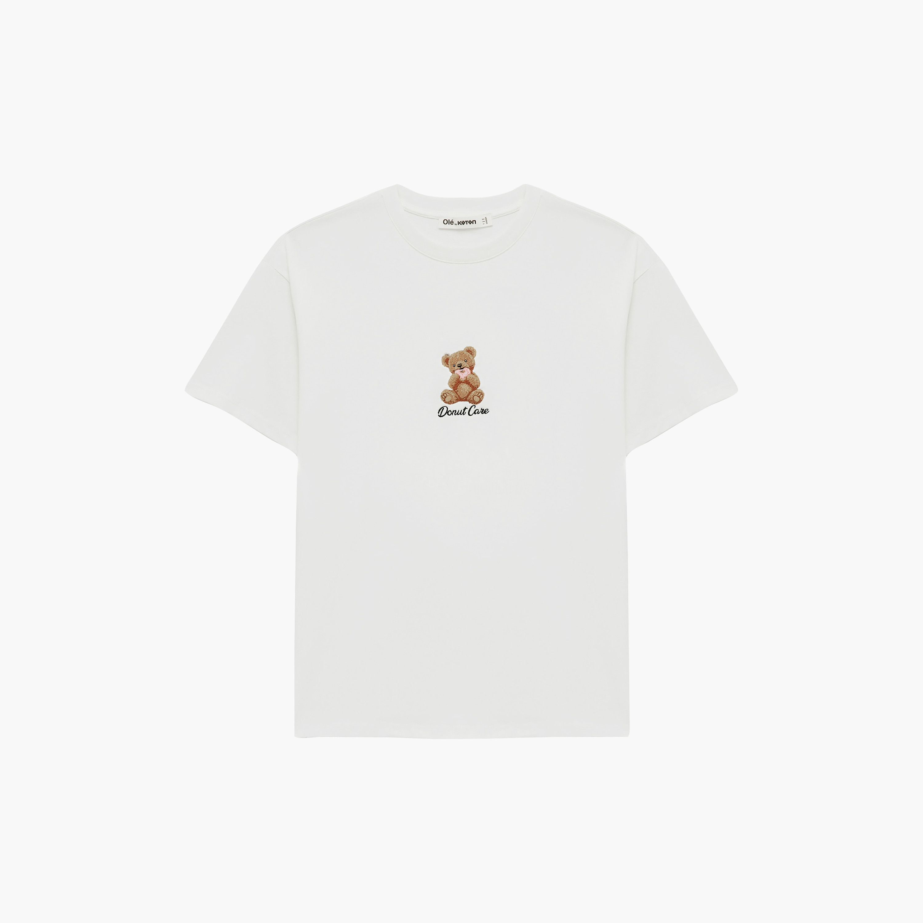 KOTON White Embroidered Teddy Dropped Sleeves Women's T-Shirt-women-clothing-tshirts-image-3