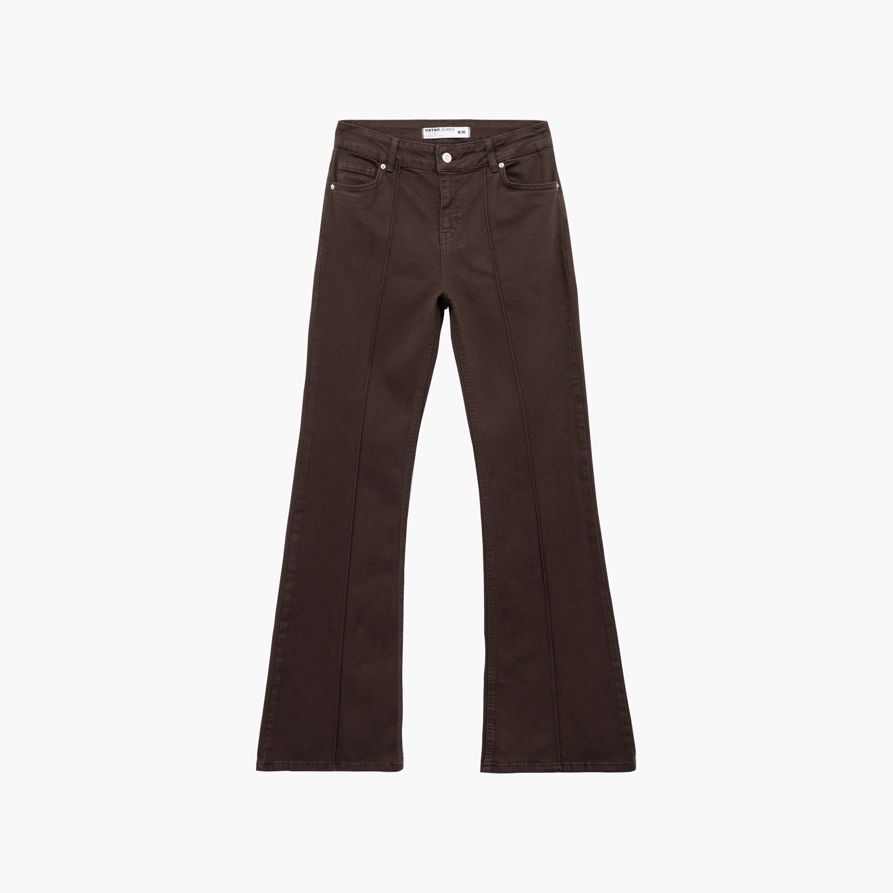 بنطال حريمي بقصة بوت كات باللون البني الداكن من كوتون-women-clothing-trousers-image-5