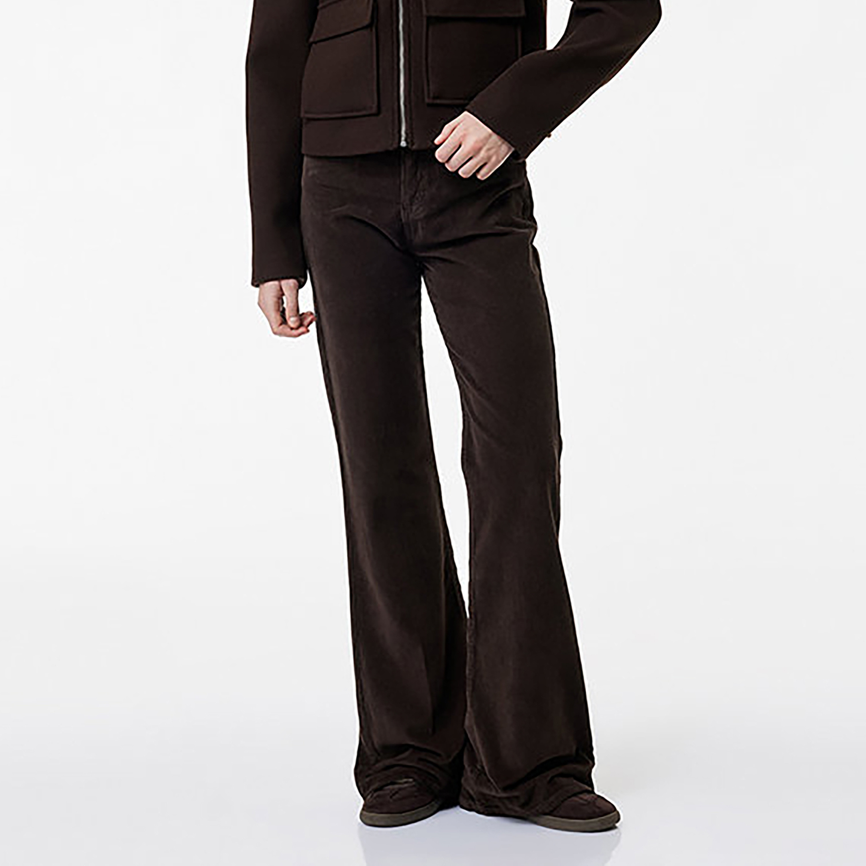 KOTON Dark Brown Corduroy Bootcut Women's Trousers-women-clothing-trousers-image-1