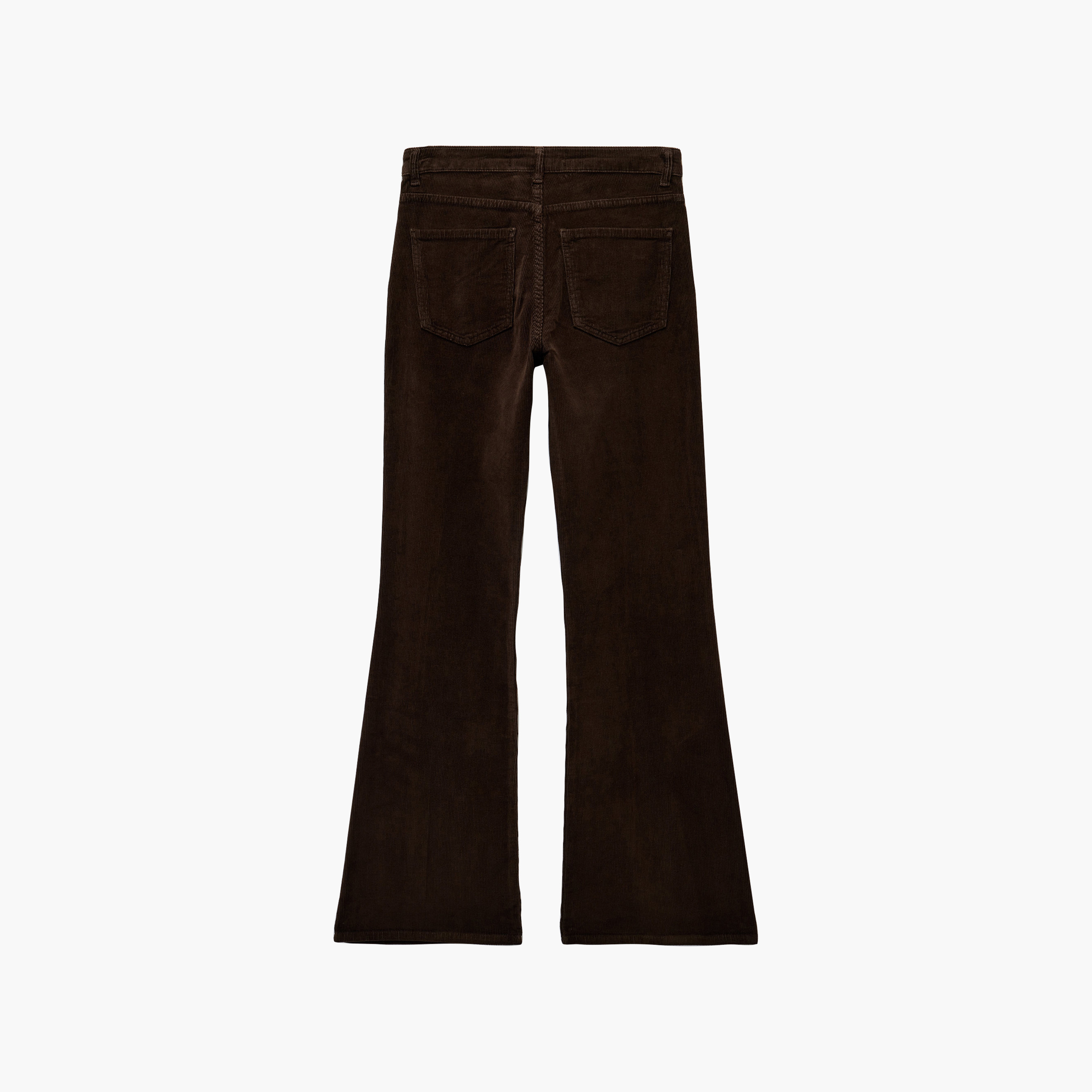 بنطال مخمل مضلع (كوردروي) حريمي بقصة بوت كات باللون البني الداكن من كوتون-women-clothing-trousers-image-5