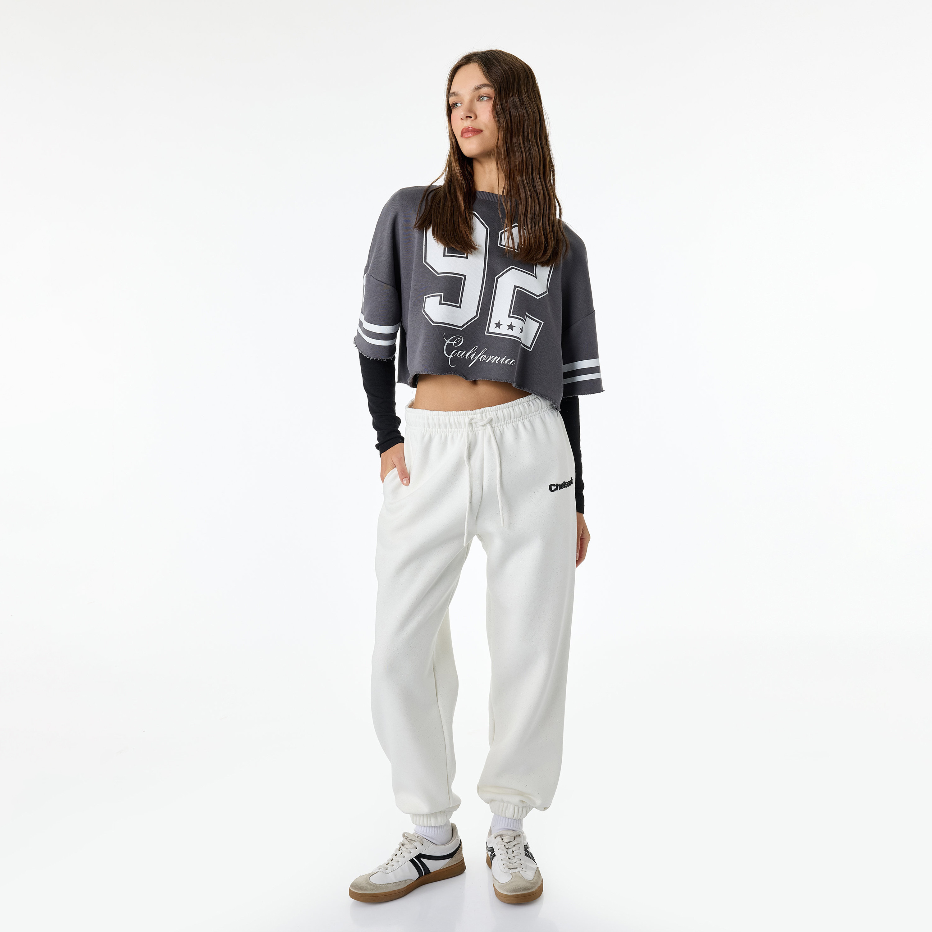 KOTON White Drawstring Waist Cuffed Women's Sweatpants-women-clothing-joggers-image-2