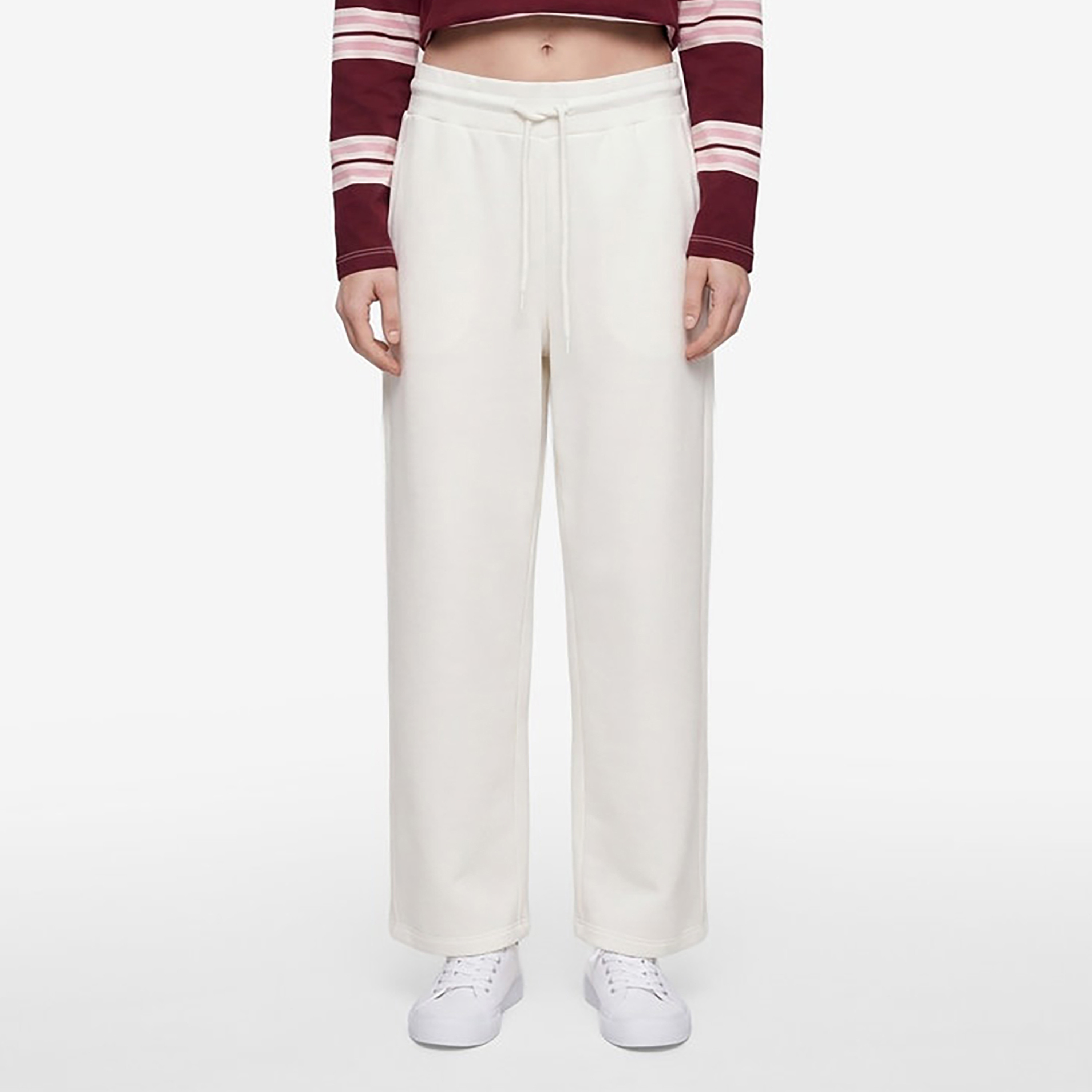KOTON White Drawstring Waist Wide Leg Women's Sweatpants-women-clothing-joggers-image-1