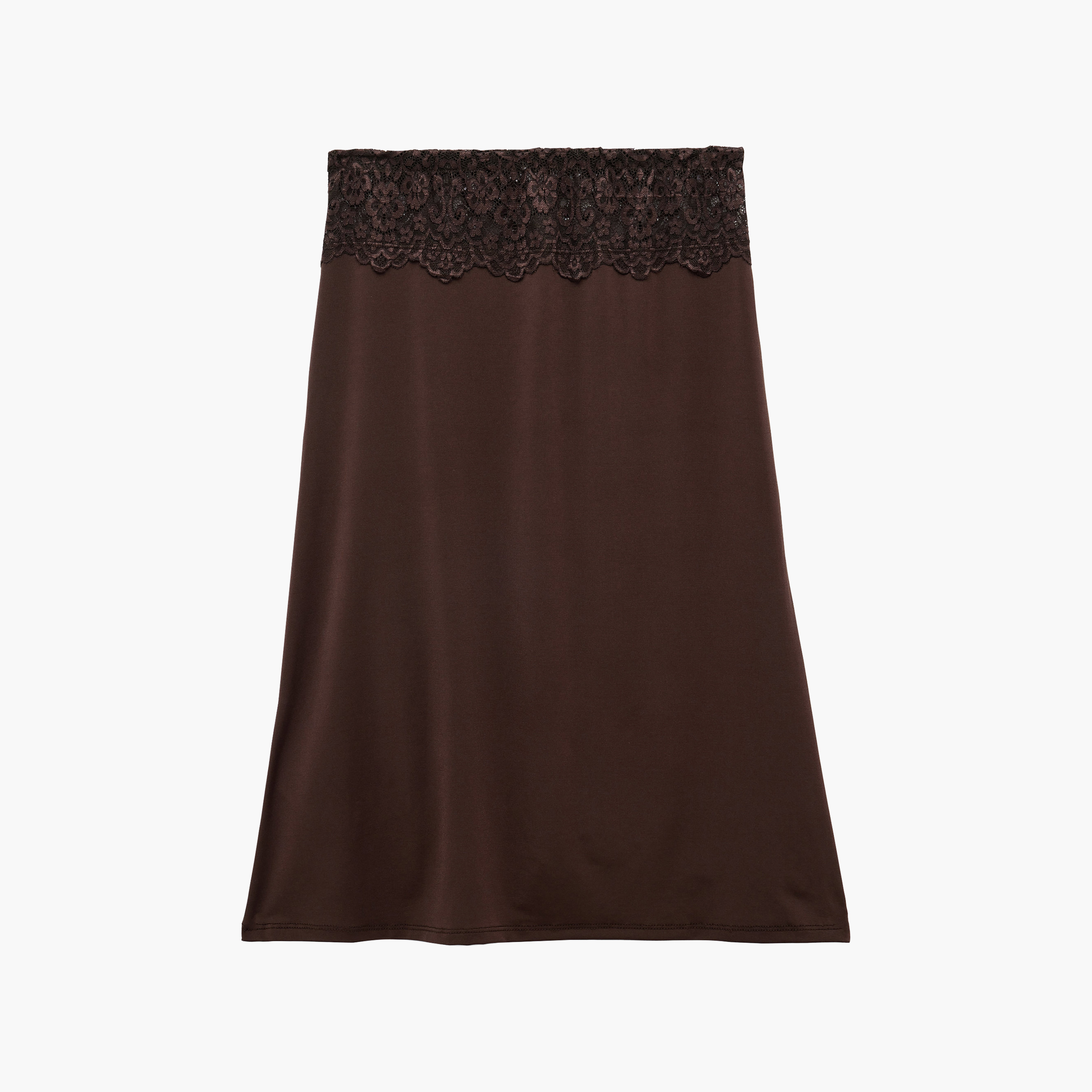 KOTON Dark Brown Lace Trim High-Rise A-Line Women's Skirt-women-clothing-skirts-image-1