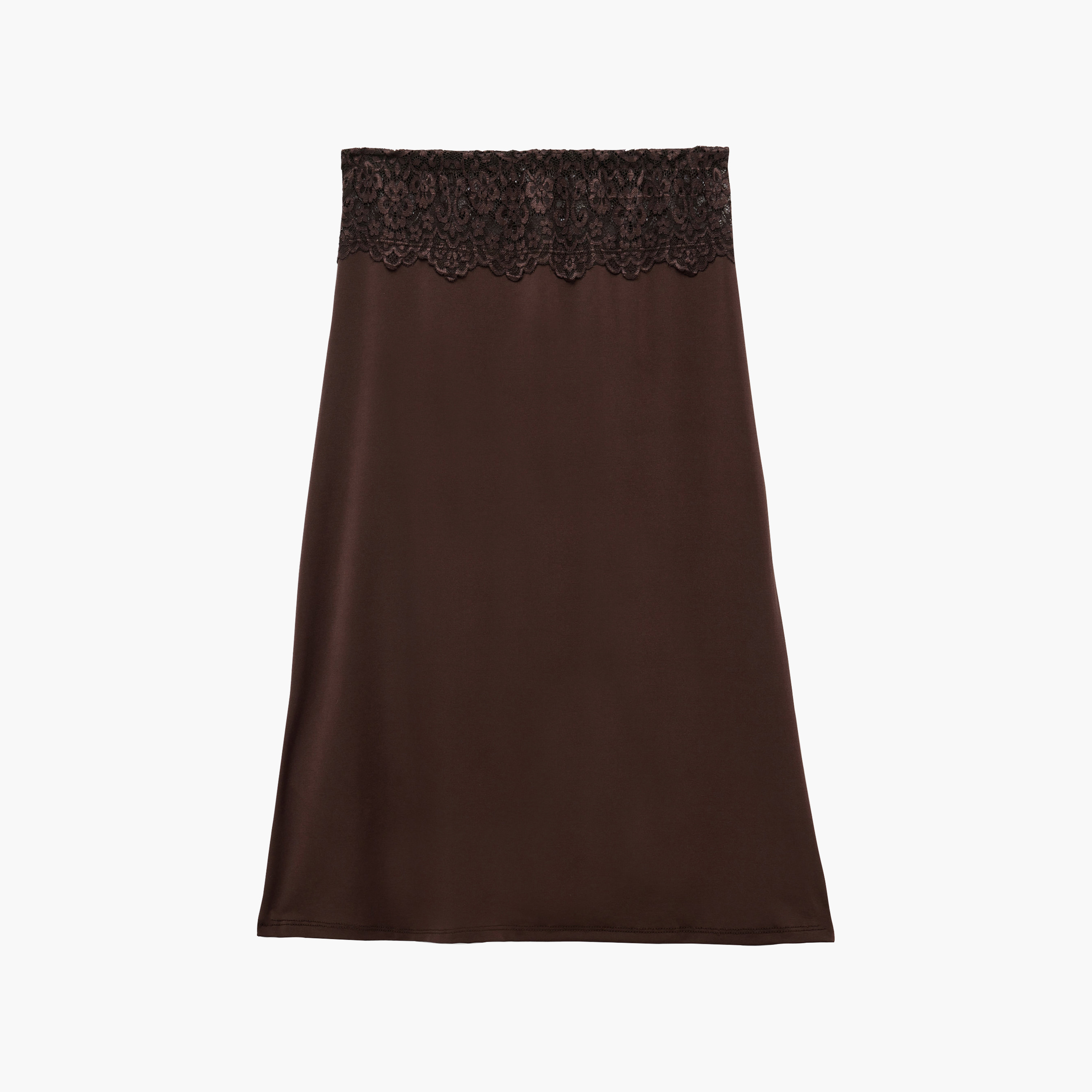 KOTON Dark Brown Lace Trim High-Rise A-Line Women's Skirt-women-clothing-skirts-image-2