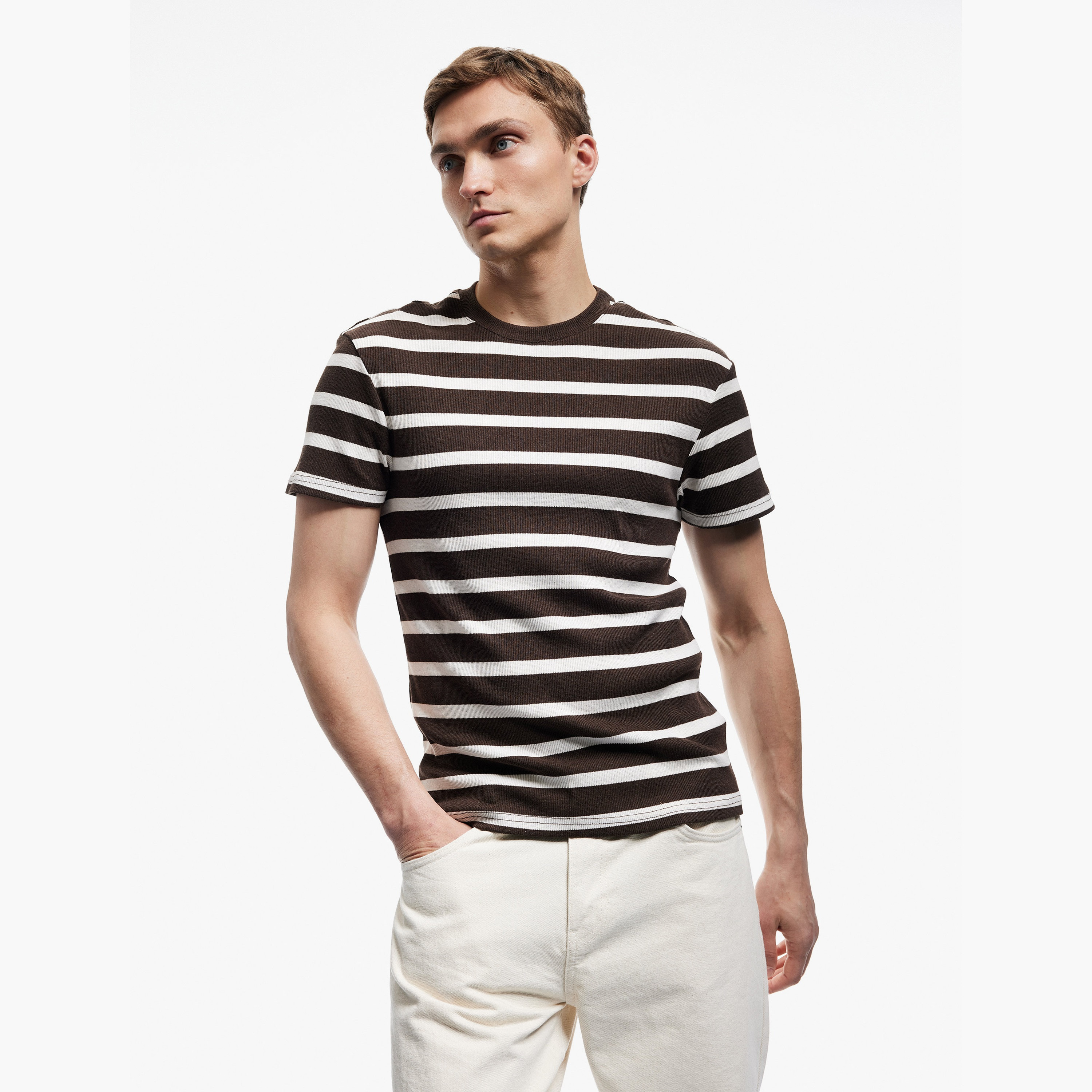 KOTON Striped Round Neck Short Sleeves Men's T-Shirt-men-clothing-tshirtsandpolos-tshirts-image-1