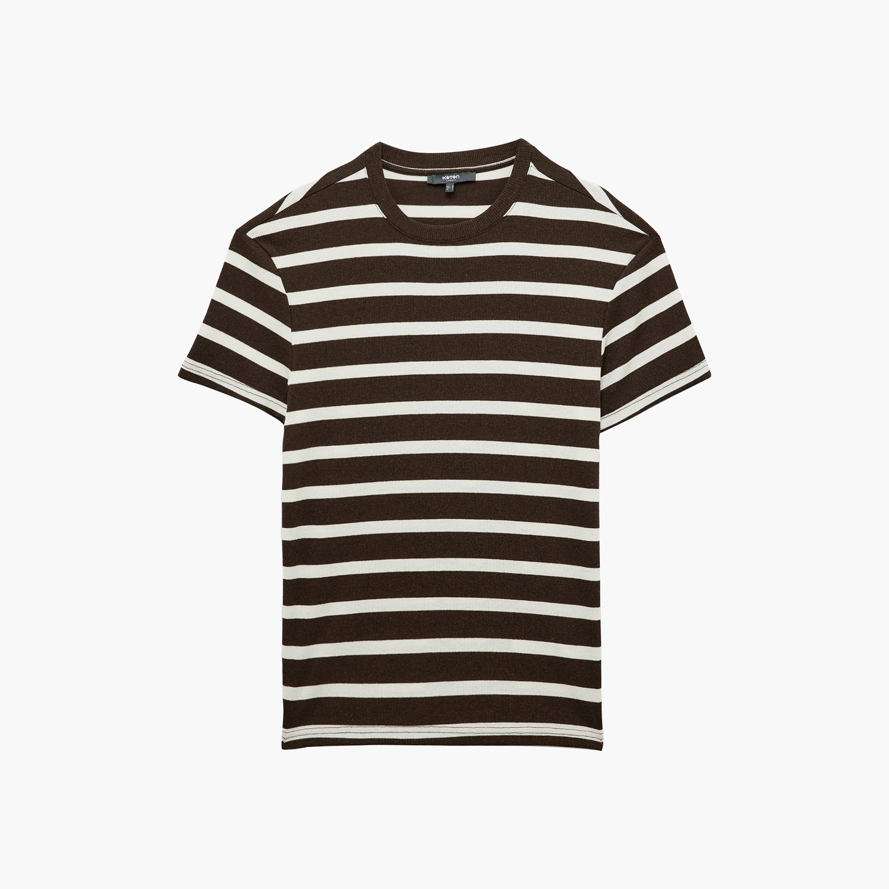 KOTON Striped Round Neck Short Sleeves Men's T-Shirt-men-clothing-tshirtsandpolos-tshirts-image-3